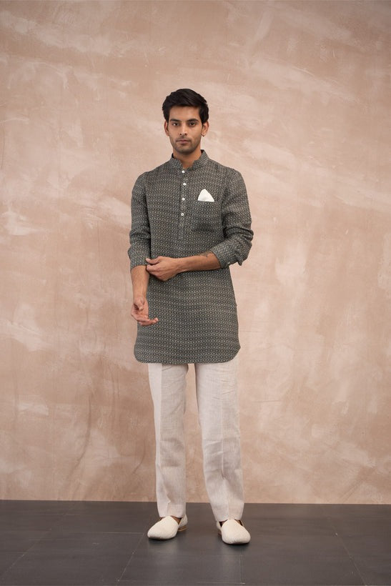 Olive Honeycomb Kurta Set