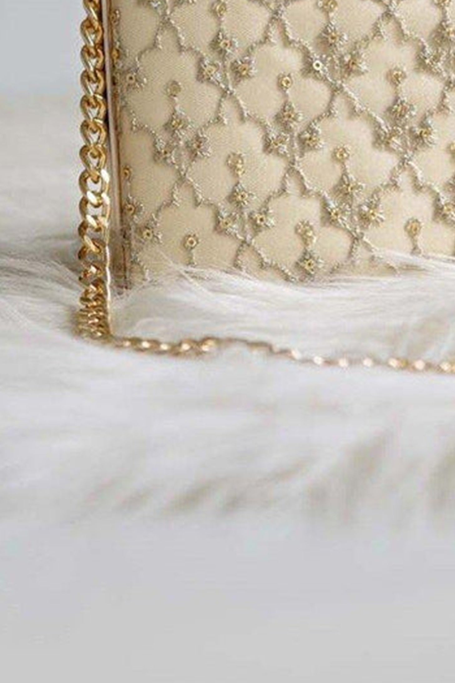 Anya Box Clutch Cream And Light Gold