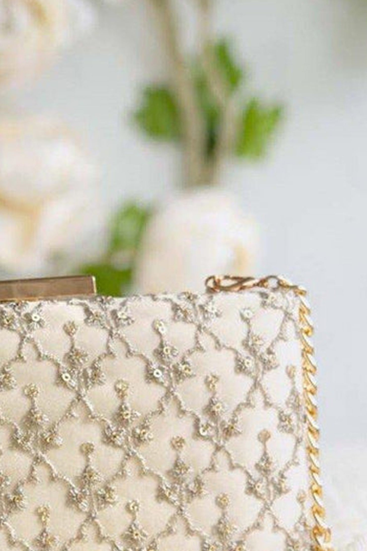 Anya Box Clutch Cream And Light Gold