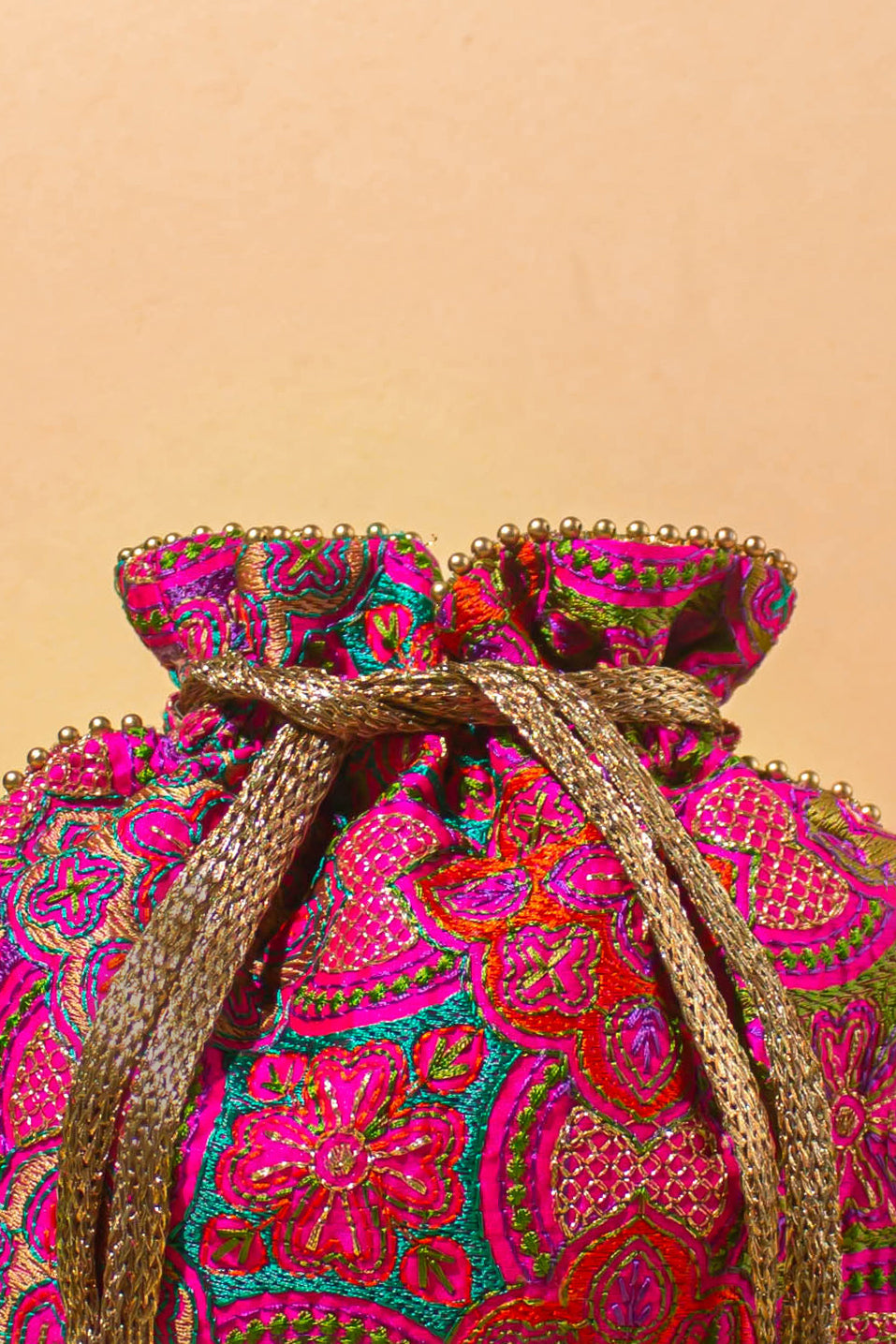 Amna Embroidered Potli Bag Pink