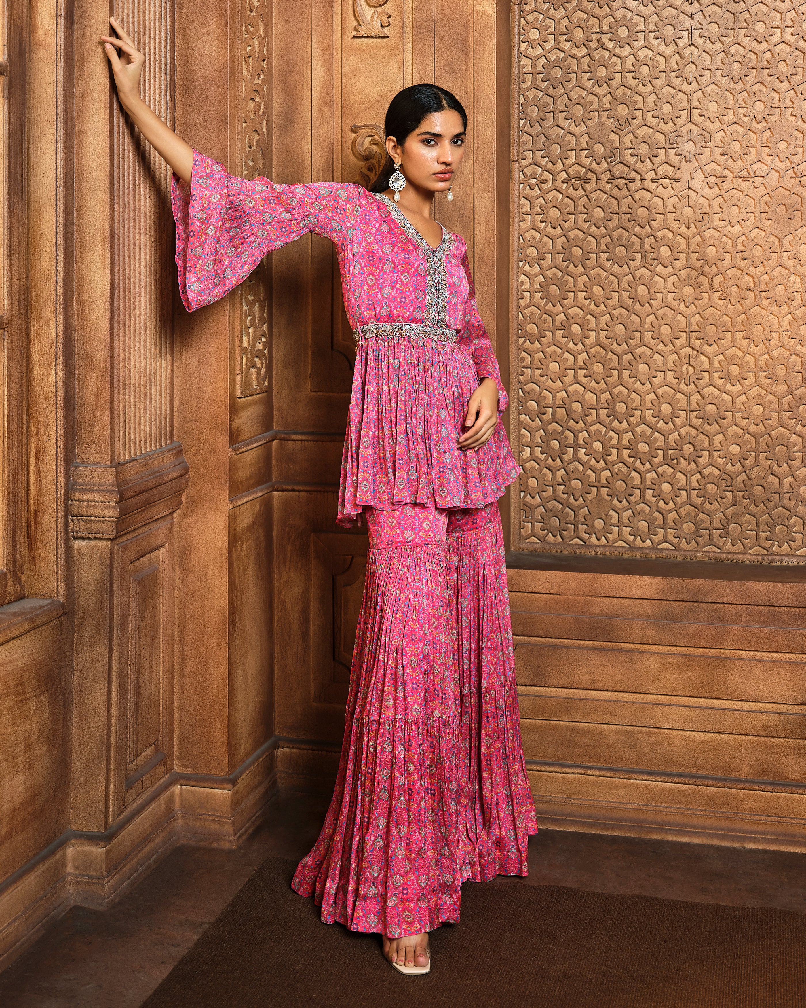 Pink Persian Peplum Sharara