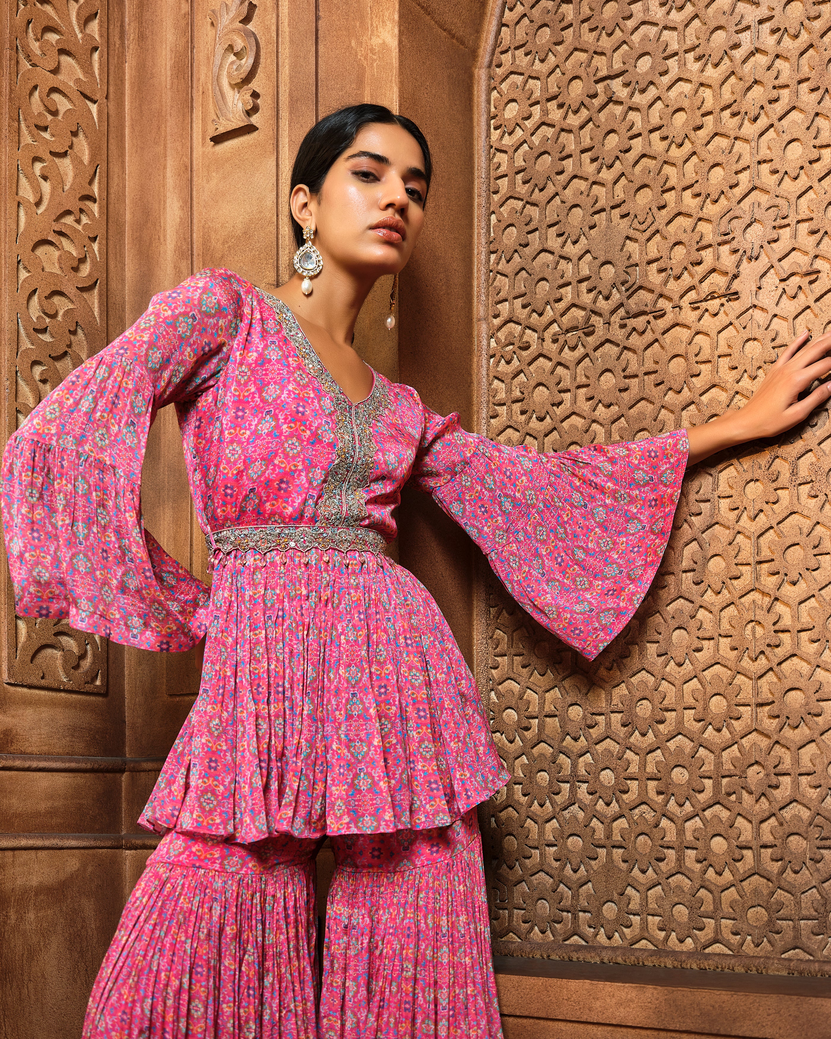 Pink Persian Peplum Sharara