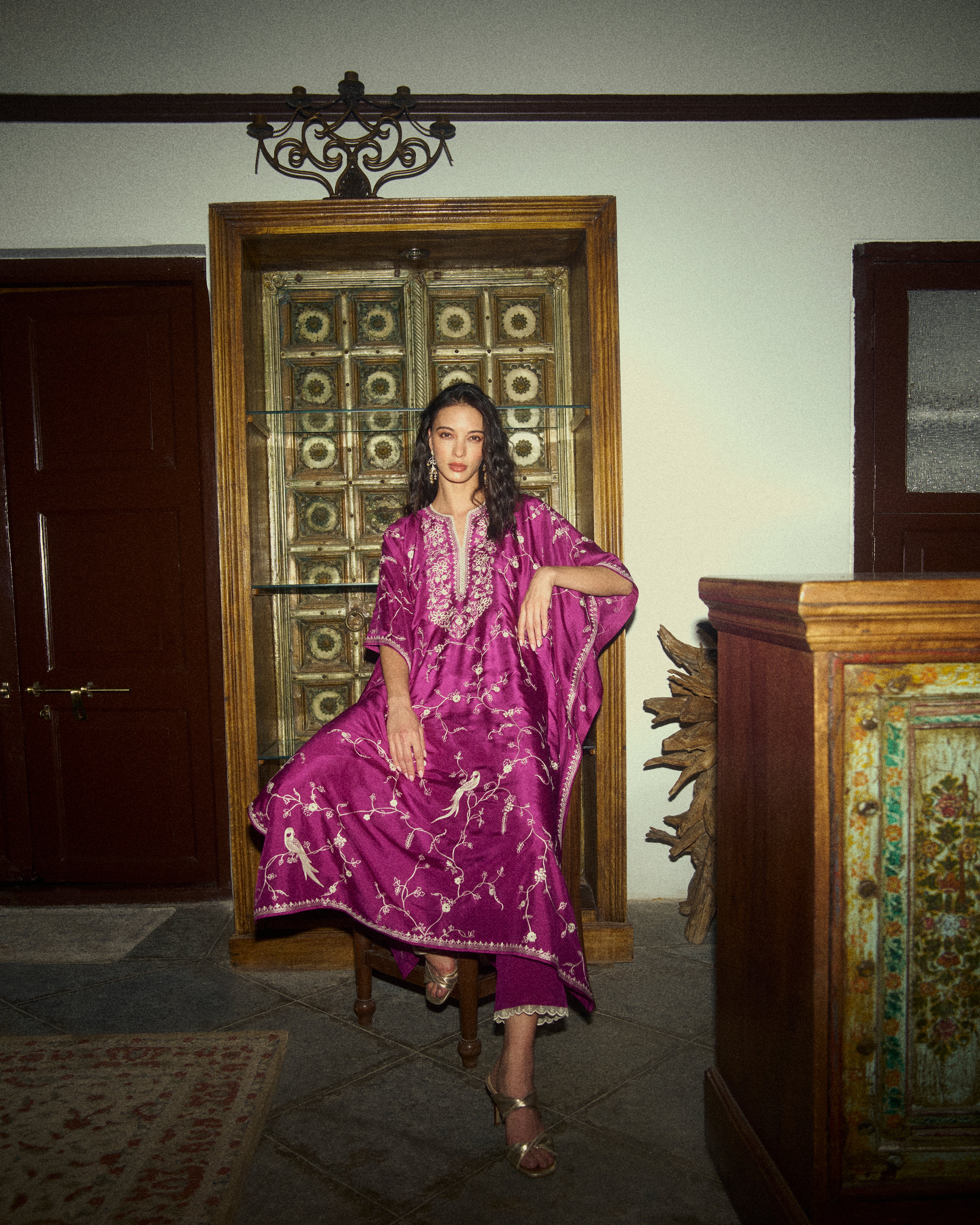 Aari Thread Work Kaftan Set