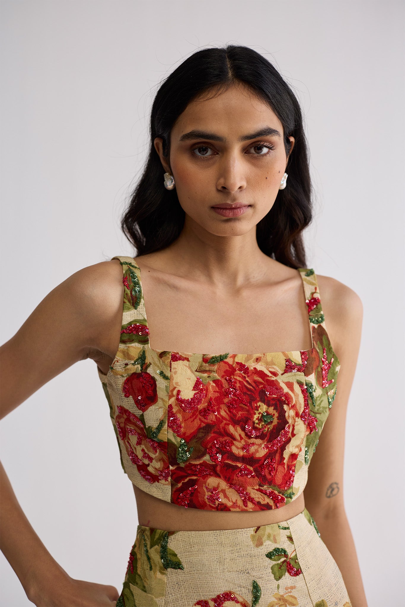 Sama Embroidered Top & Skirt Set