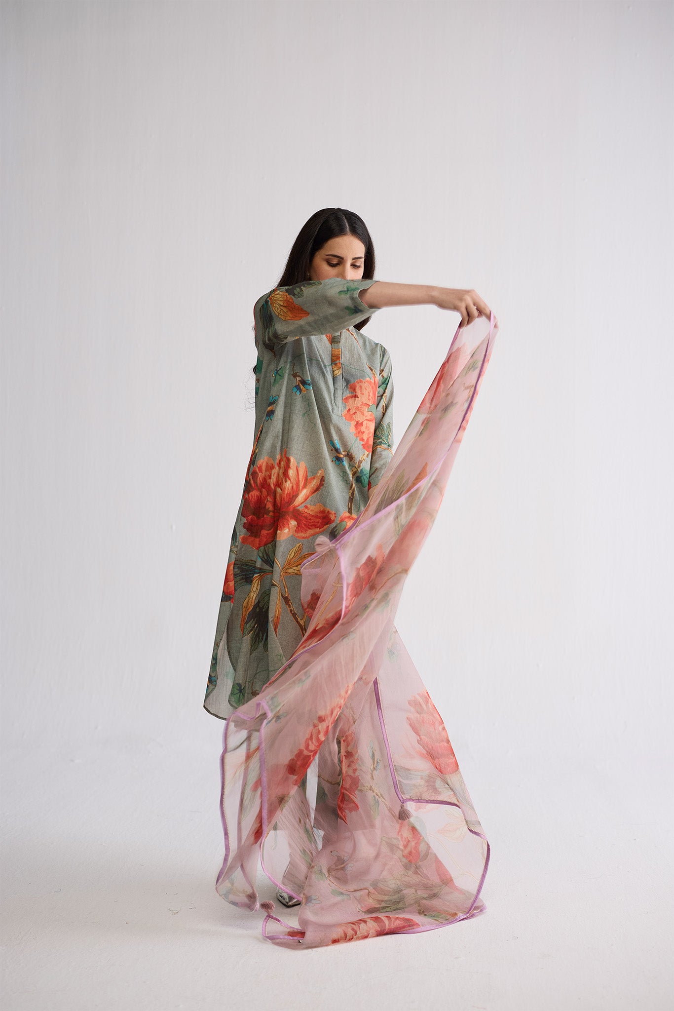 Berry Organza Dupatta