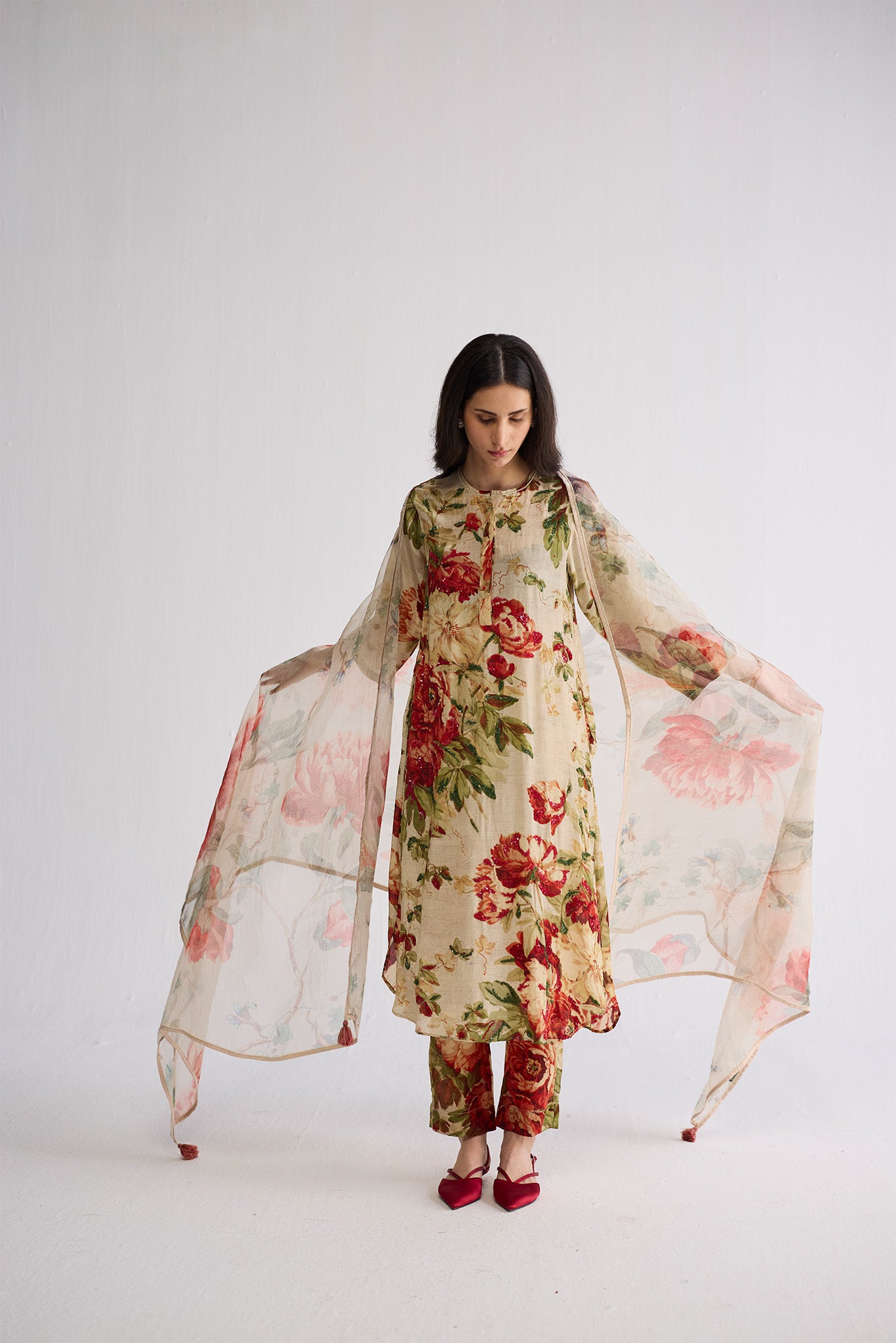 White Rose Organza Dupatta