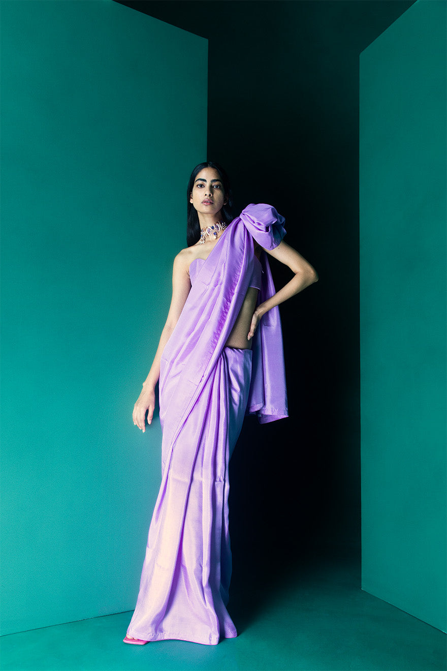 Handwoven Orchid Violet Silk Sari