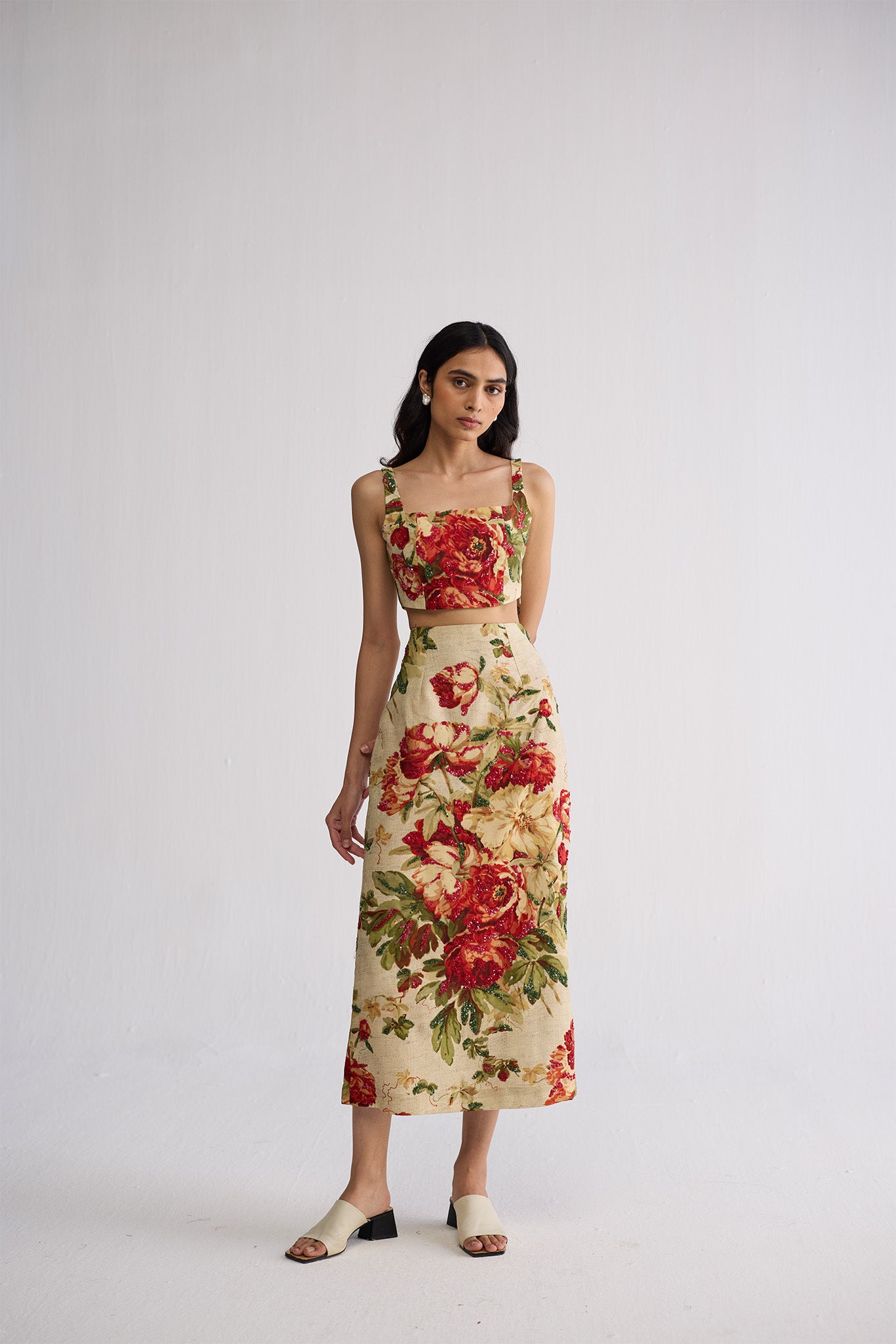 Sama Embroidered Top & Skirt Set
