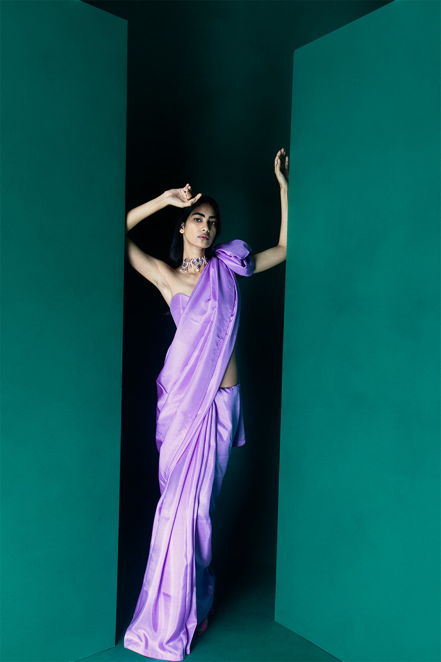 Handwoven Orchid Violet Silk Sari