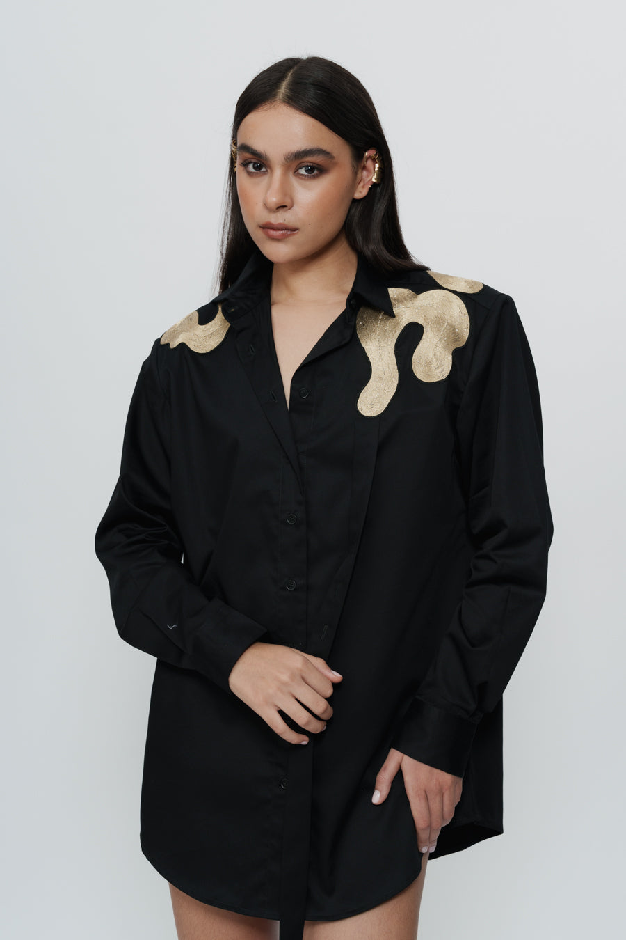 Shirt Dress With Highlighted Shoulder