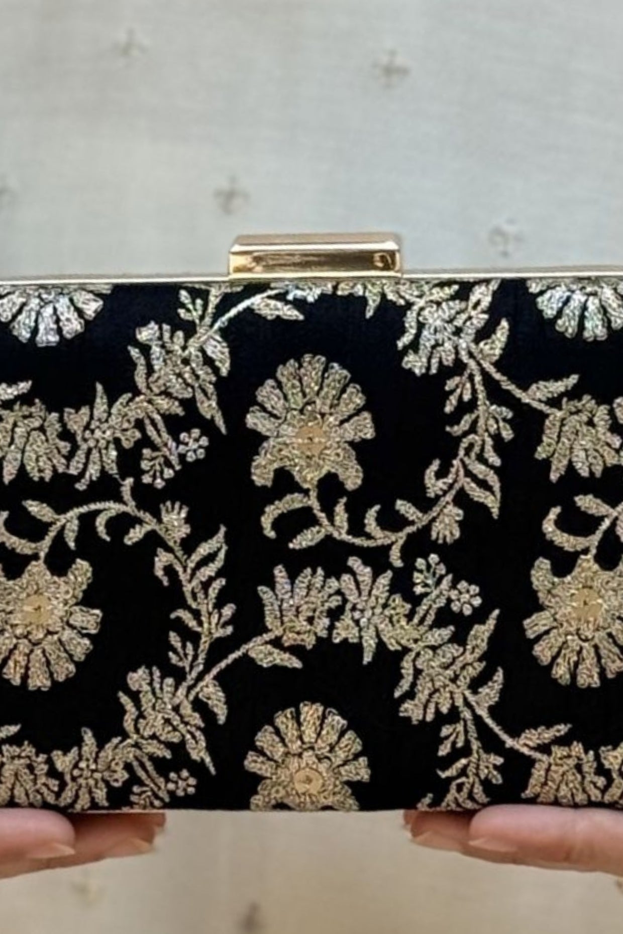 Bodhi Embroidered Sleek Clutch - Black