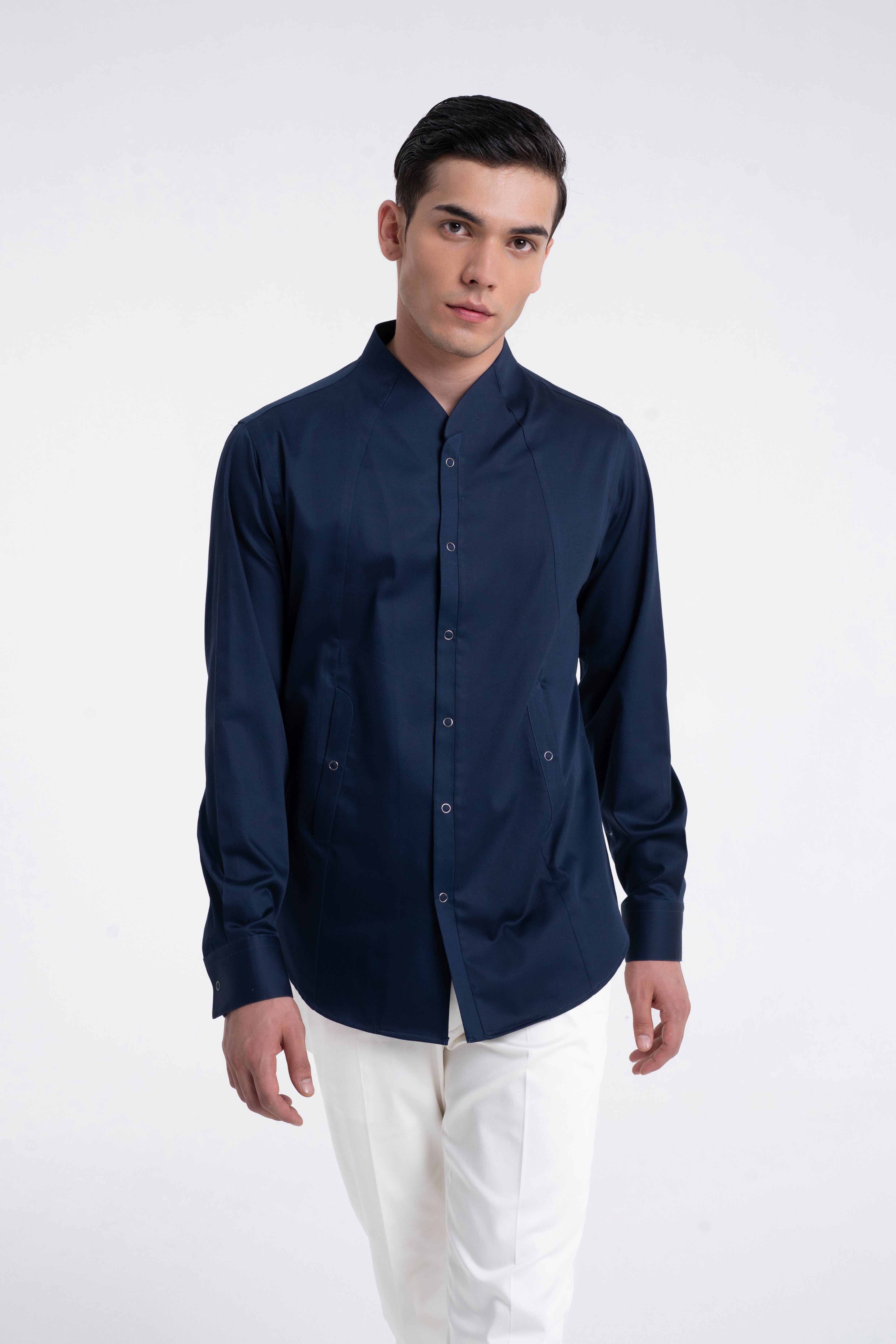 High Neck Snap Button Shirt