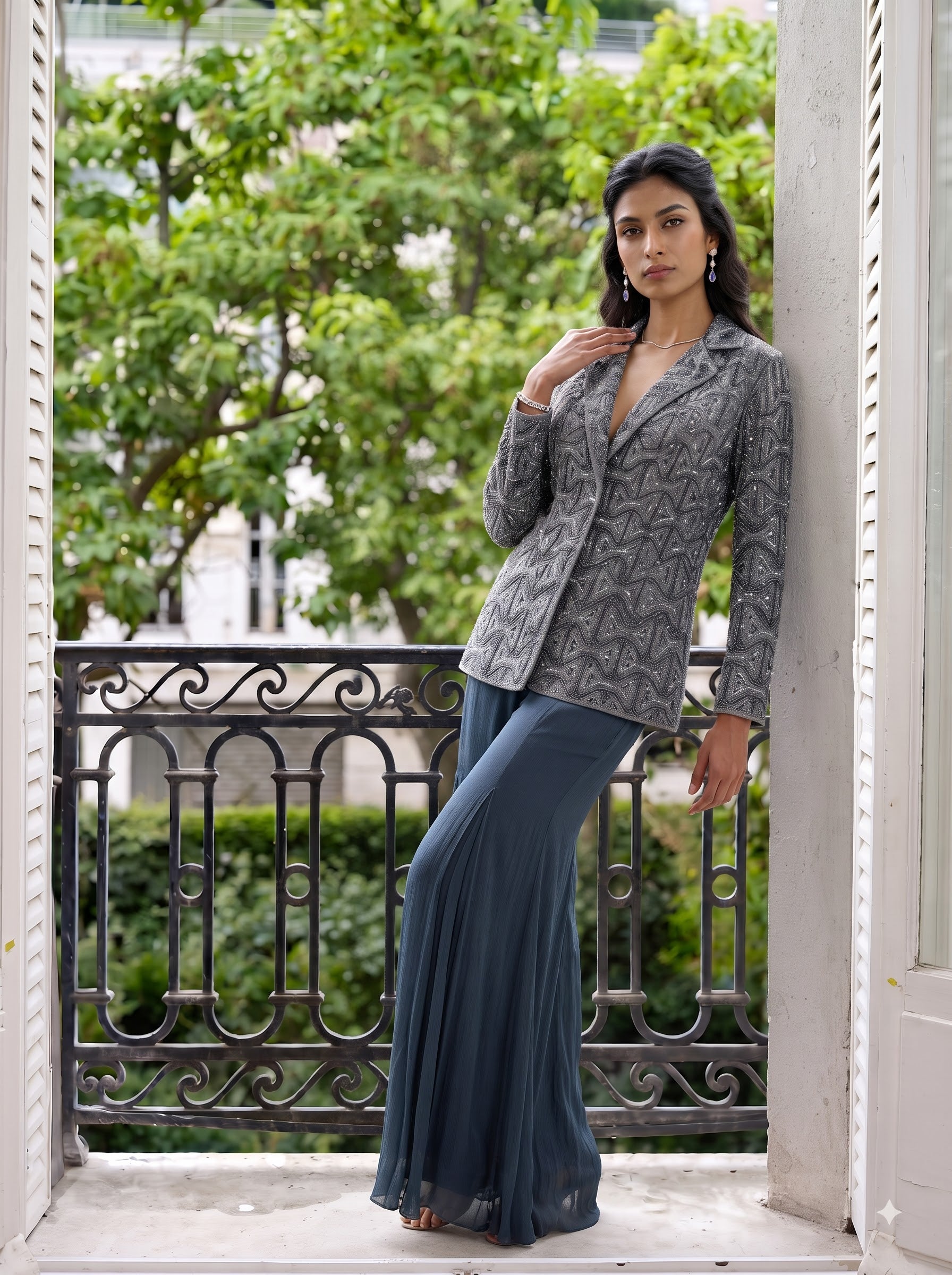 Astrid - Hand Embroidered Jacket With Japanese Bugle Beads