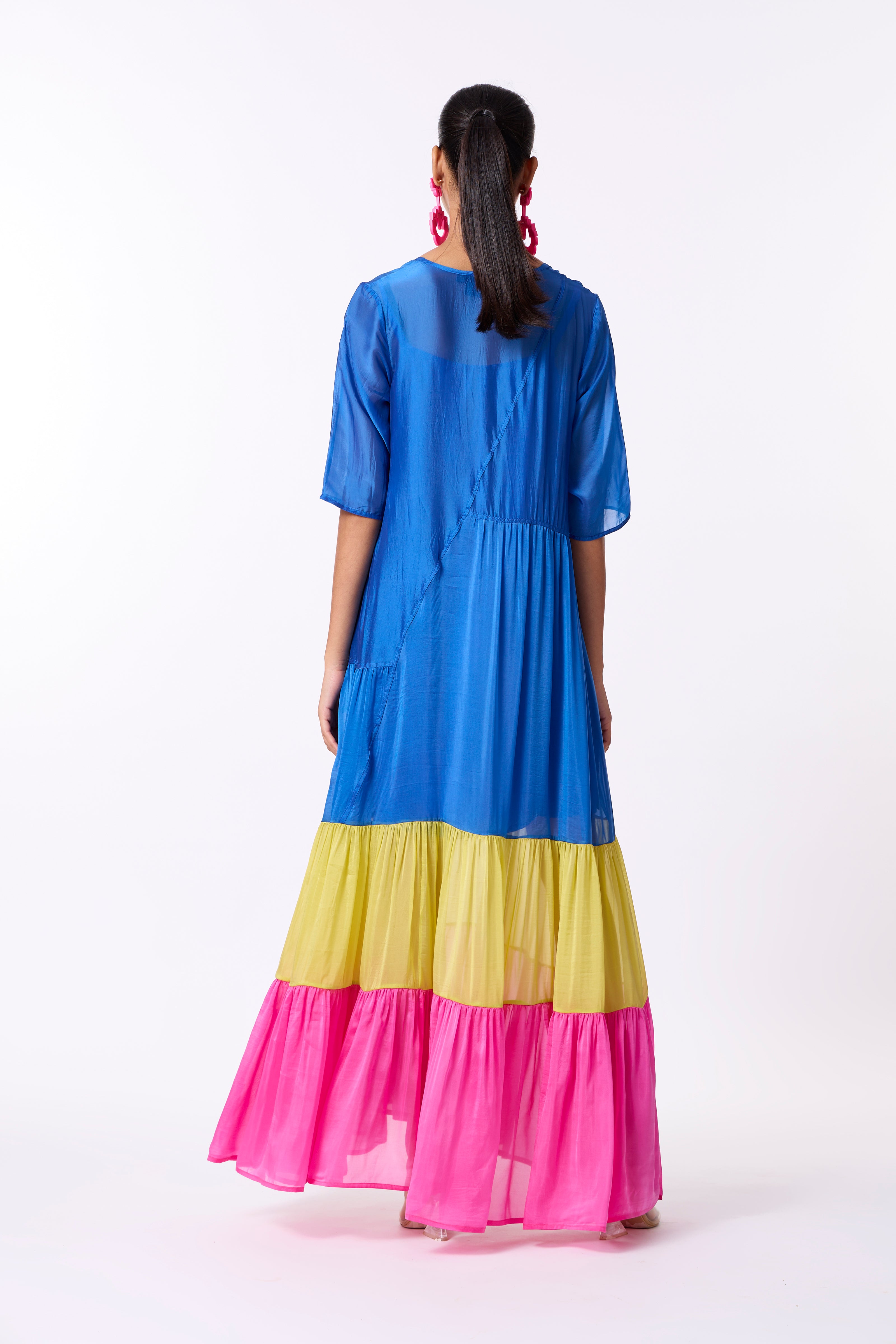 Chloe Maxi - Blue, Lime & Pink Organza