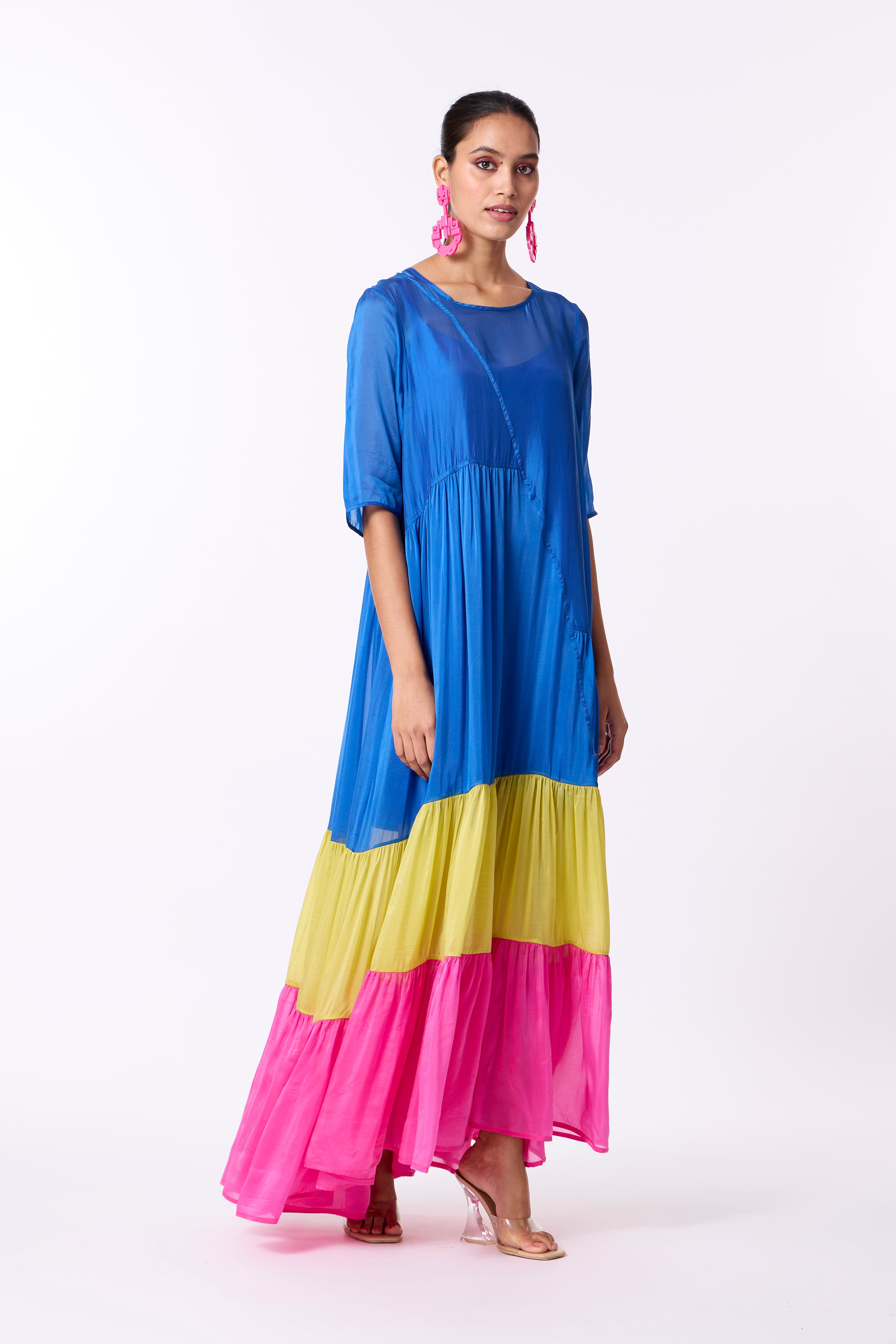 Chloe Maxi - Blue, Lime & Pink Organza
