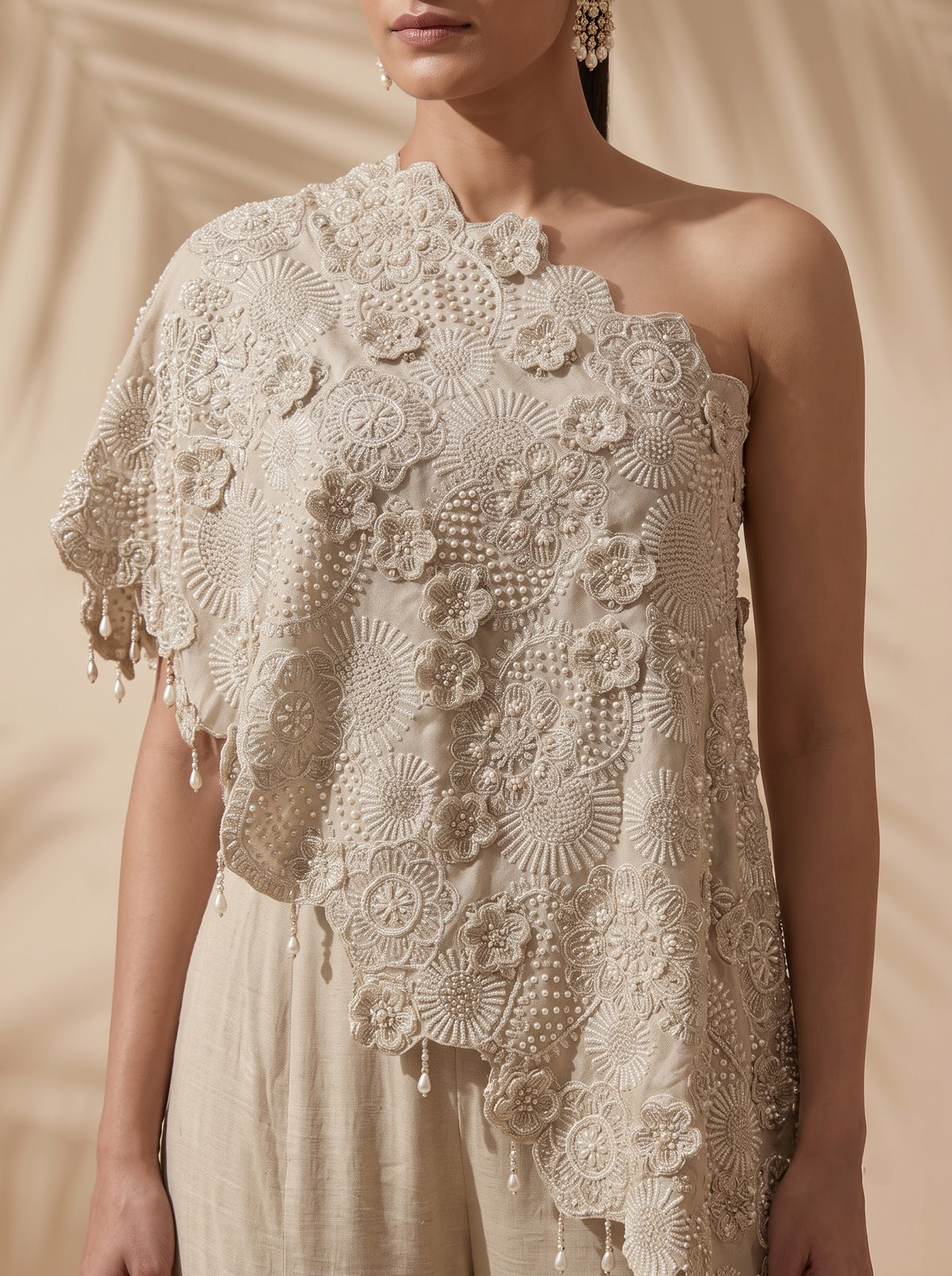 Solane - One Shoulder Cape Top With Sequins