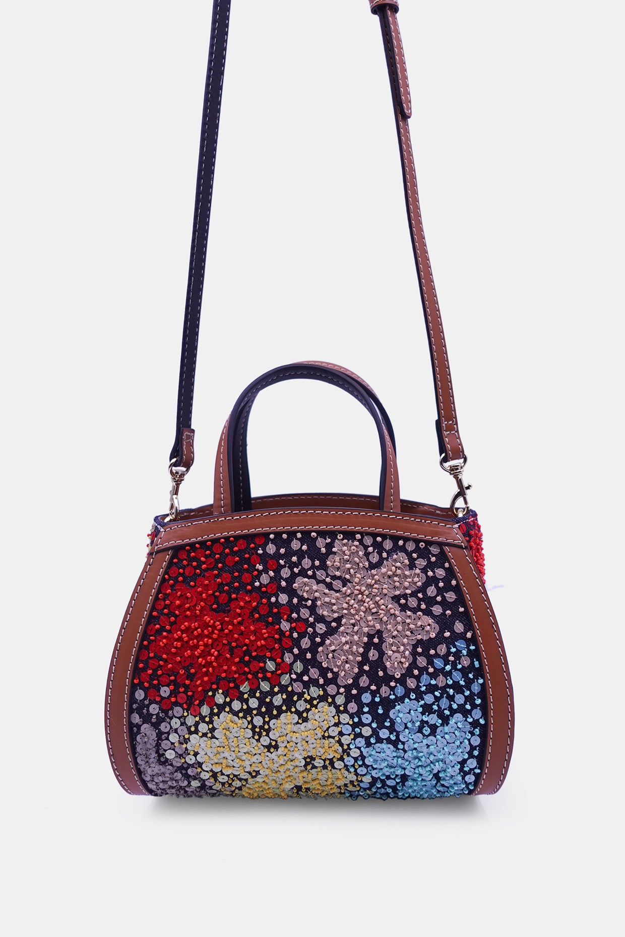 Bead Embellished Denim Clutch Bag