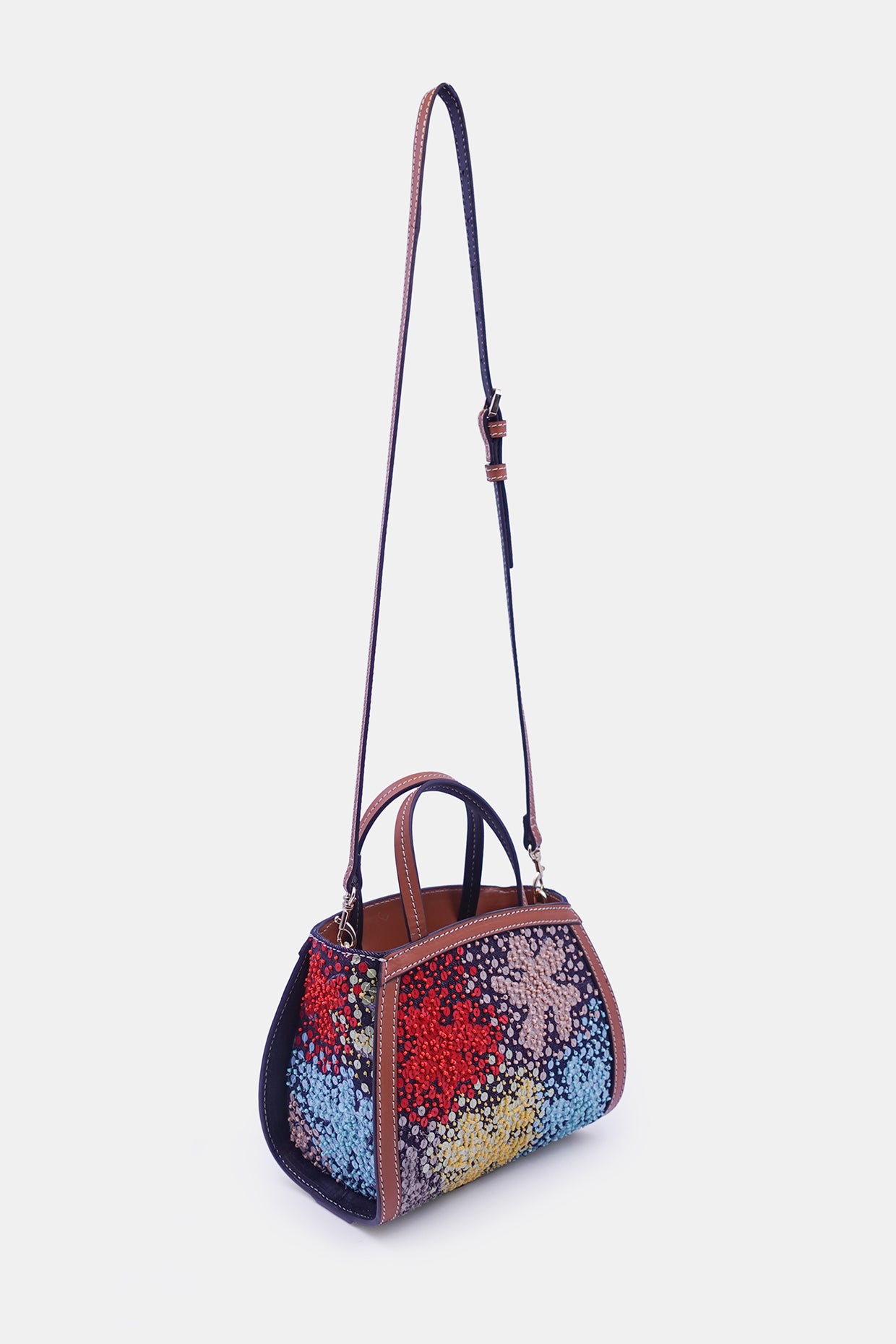 Bead Embellished Denim Clutch Bag