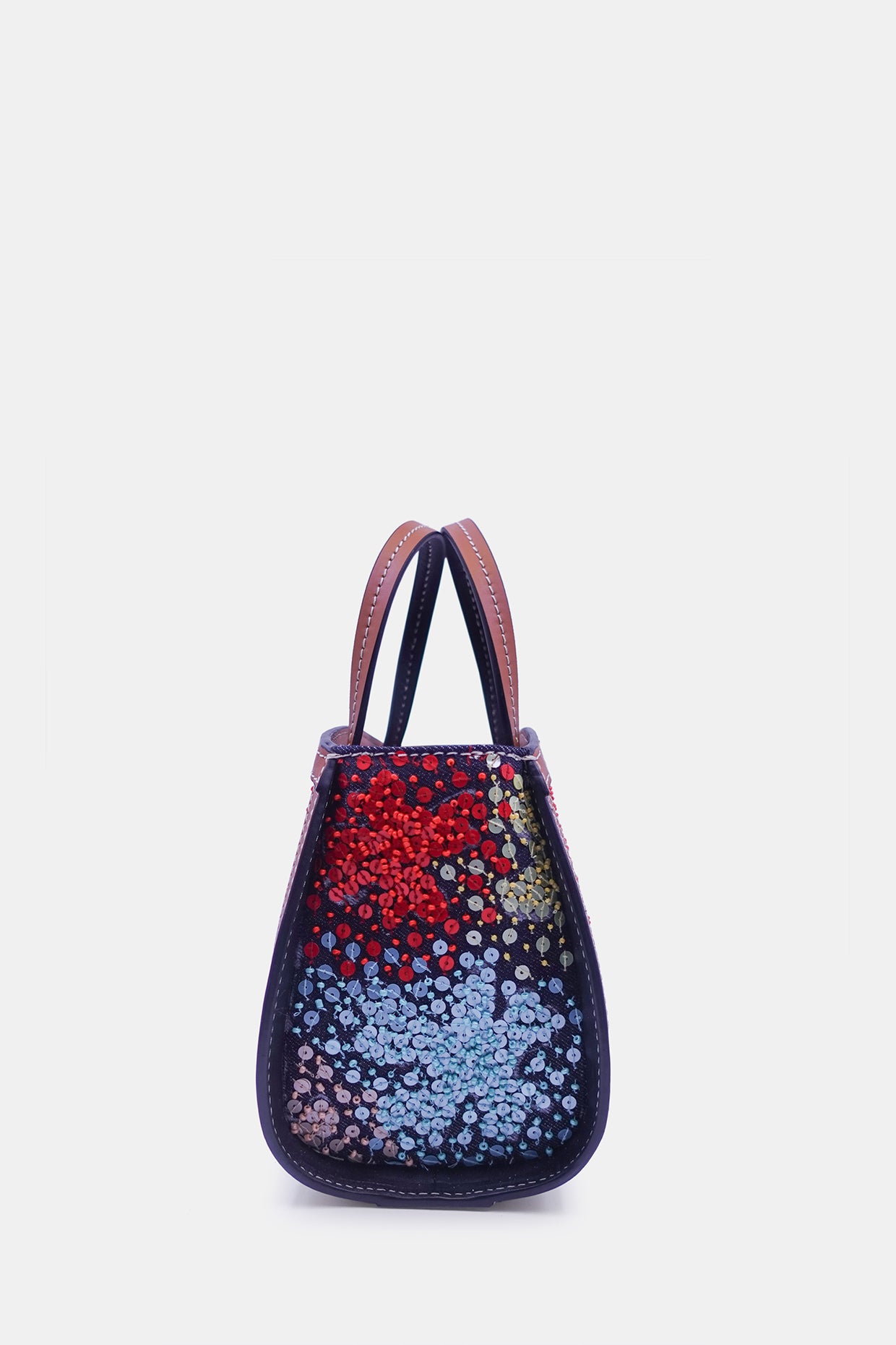 Bead Embellished Denim Clutch Bag