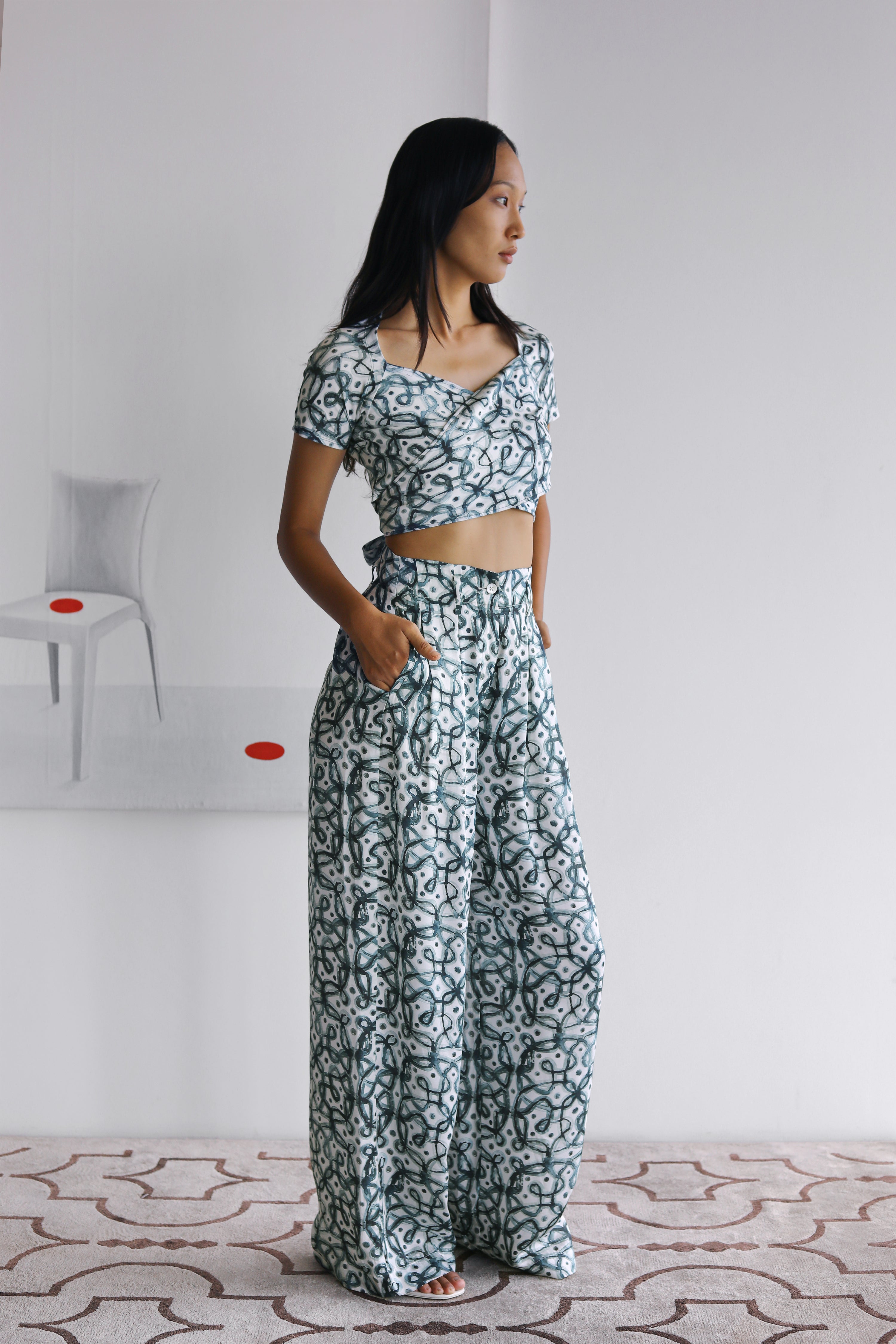 Watercolor Kolam Bollywood Pants