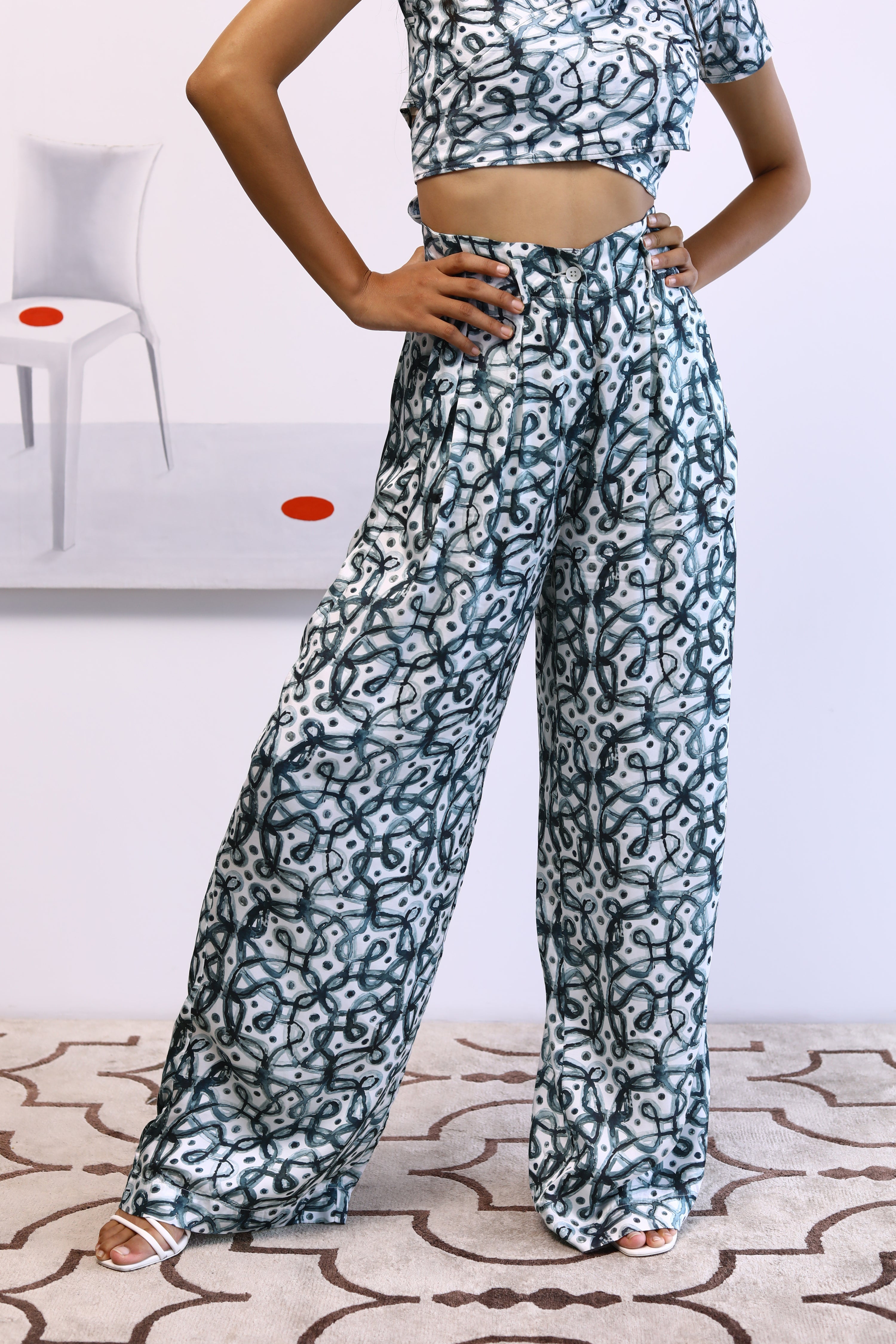 Watercolor Kolam Bollywood Pants