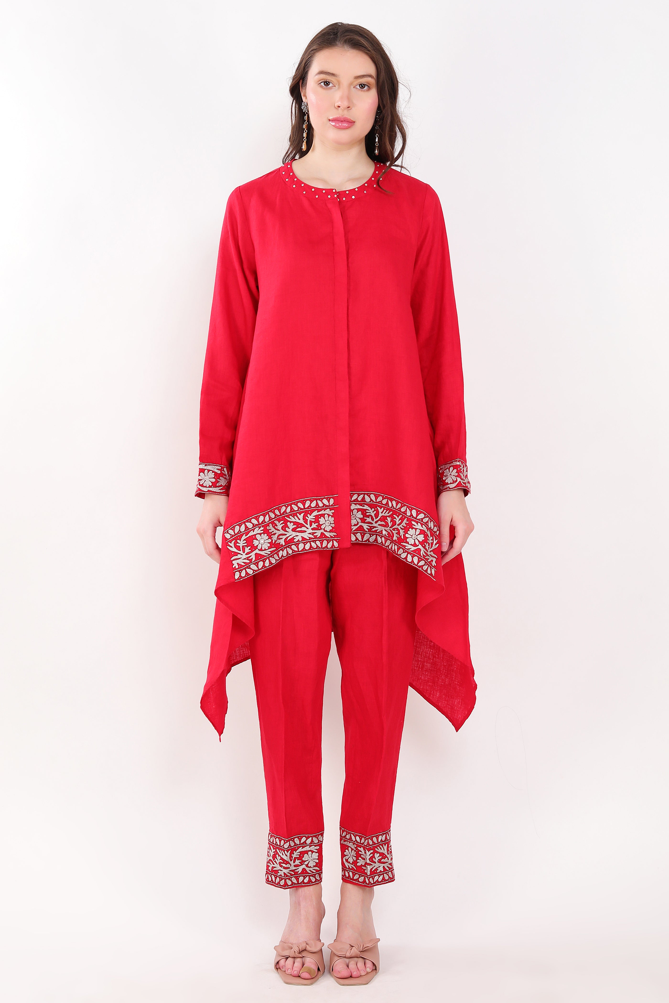 Red Zari Embroidery Set