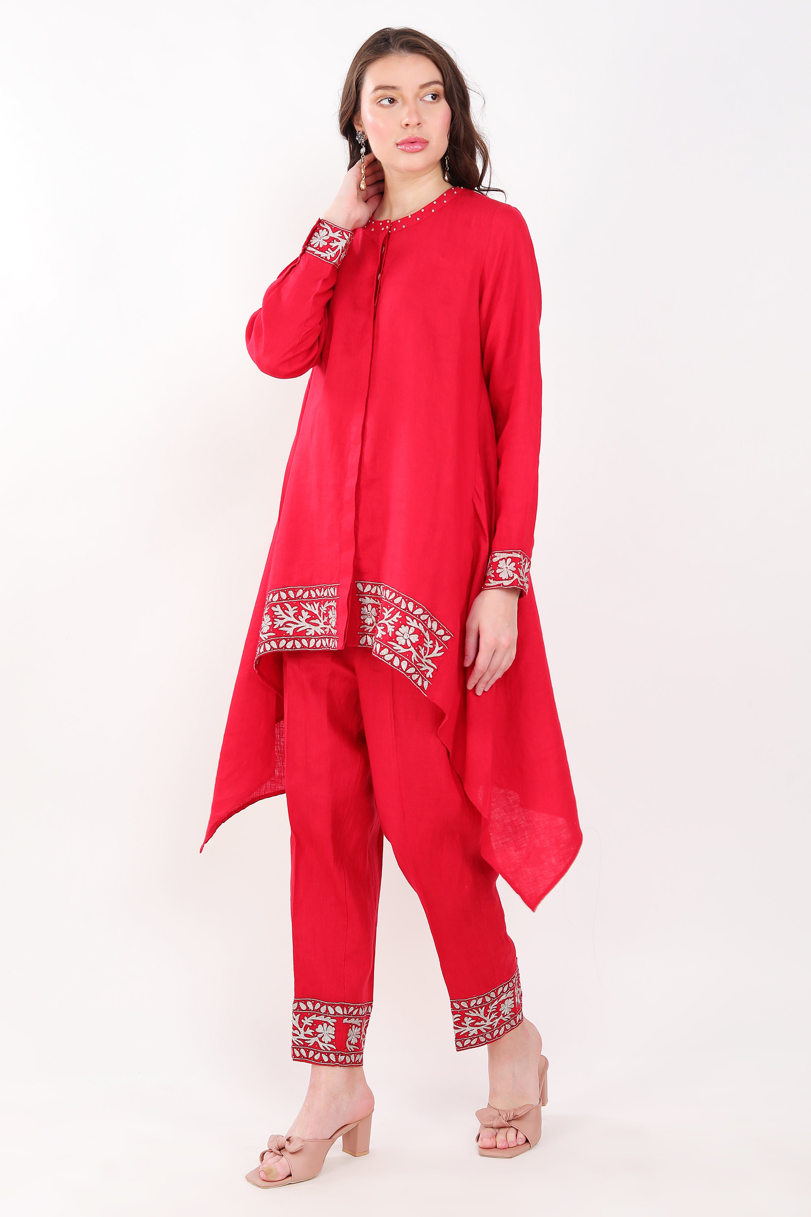 Red Zari Embroidery Set