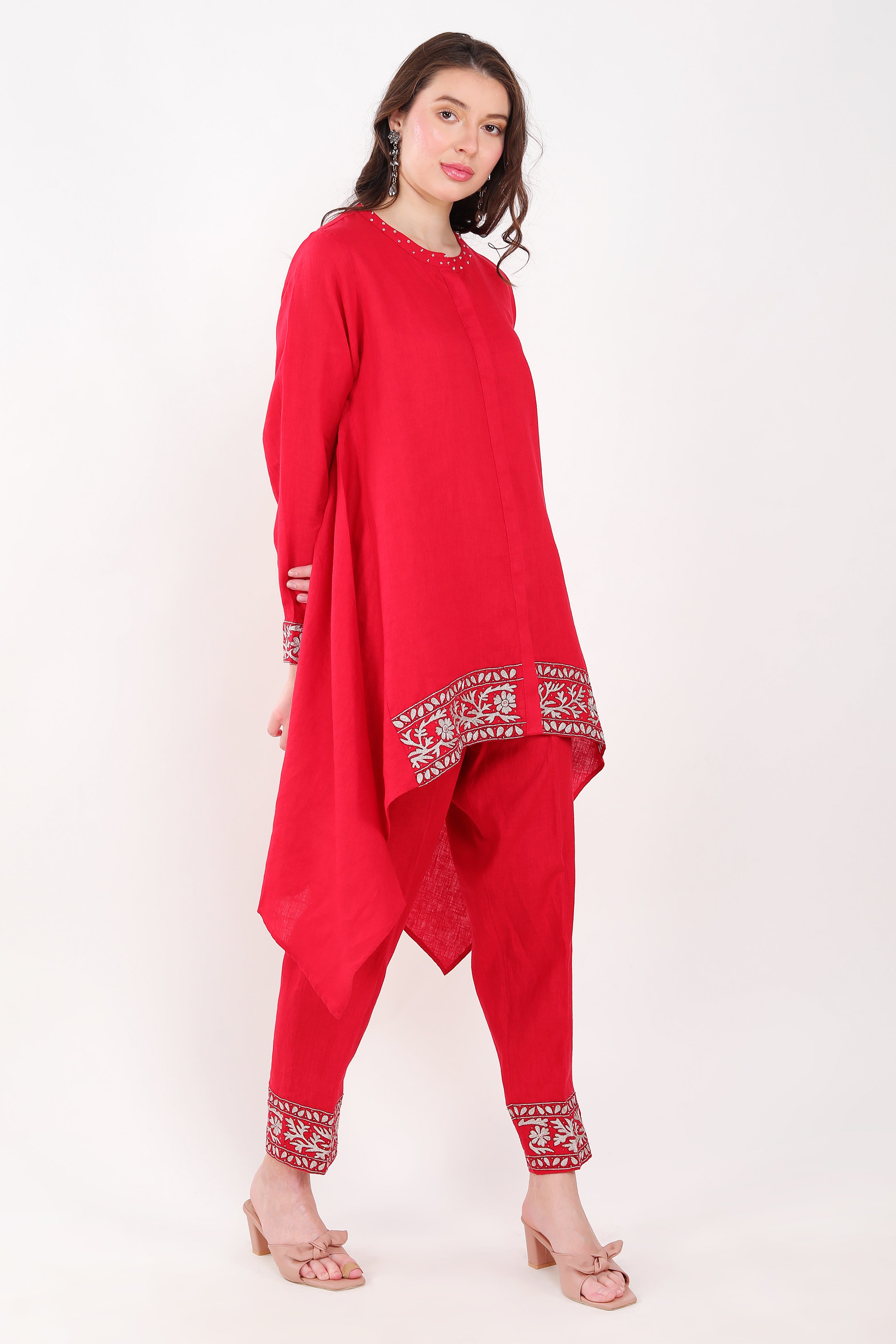 Red Zari Embroidery Set