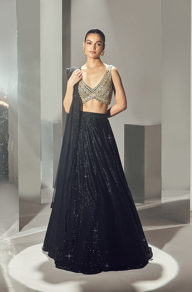 Asiya Black Lehenga Set