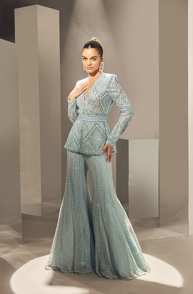 Rubab Ice Blue Sharara Set