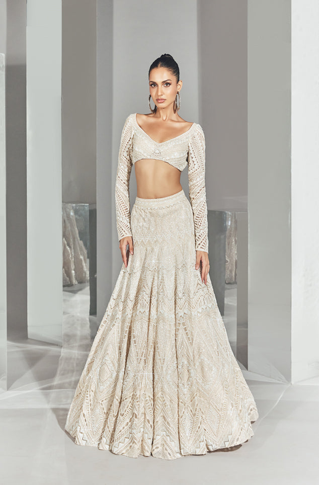 Khadija Ivory Lehenga Set