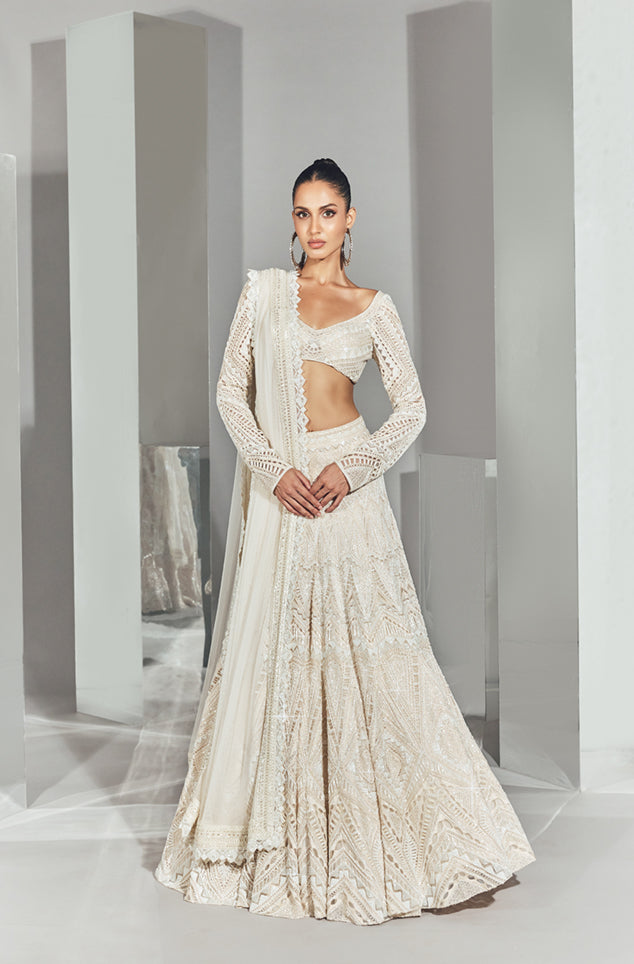 Khadija Ivory Lehenga Set