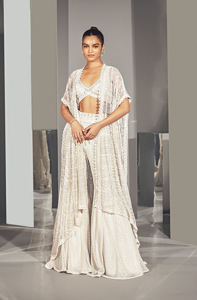 Aqila Ivory Sharara Set