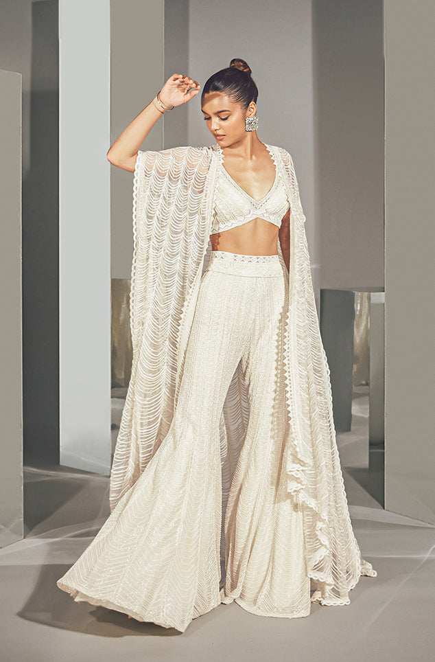 Aqila Ivory Sharara Set