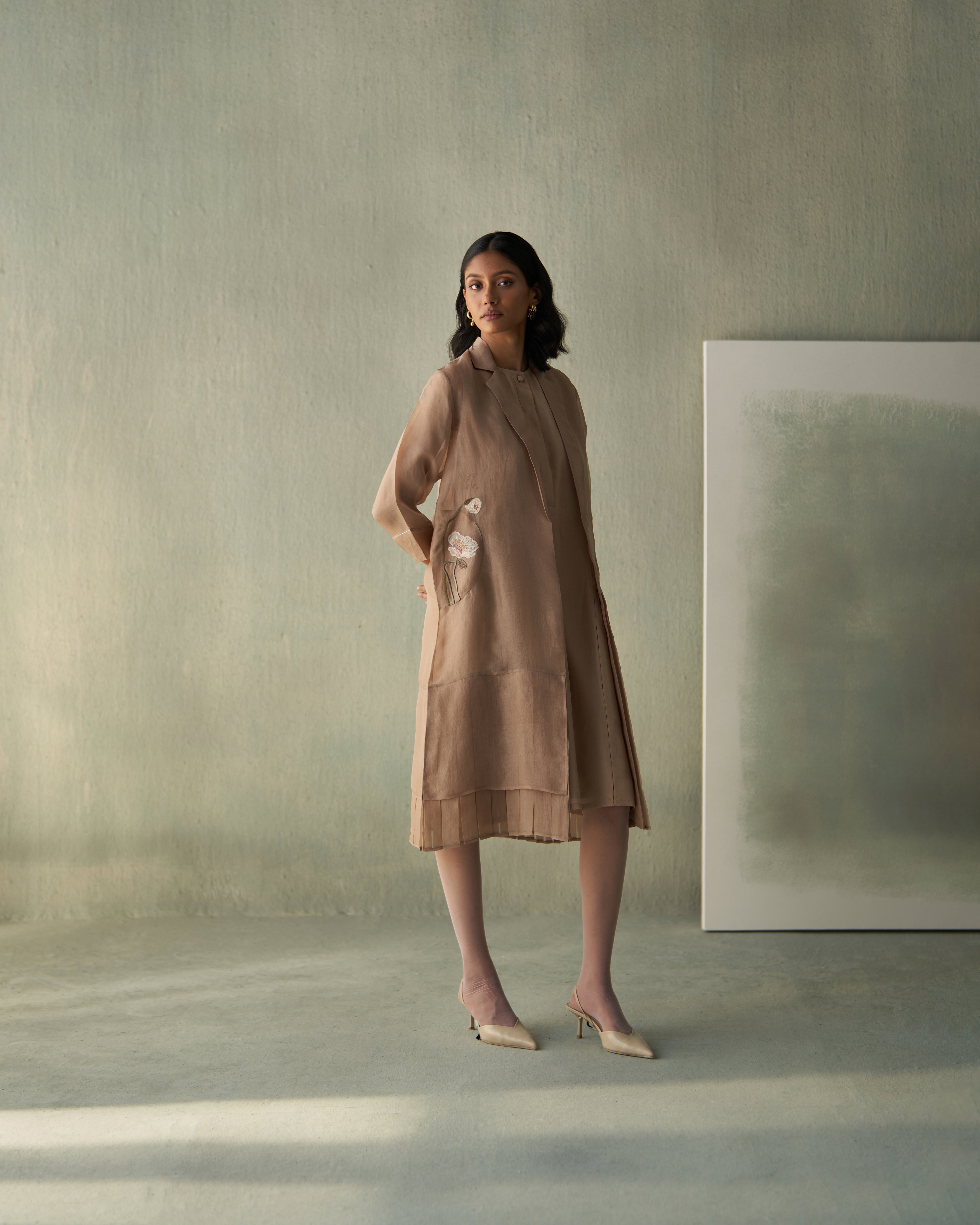 Blossom And Bud Panelled Overlay- Sand