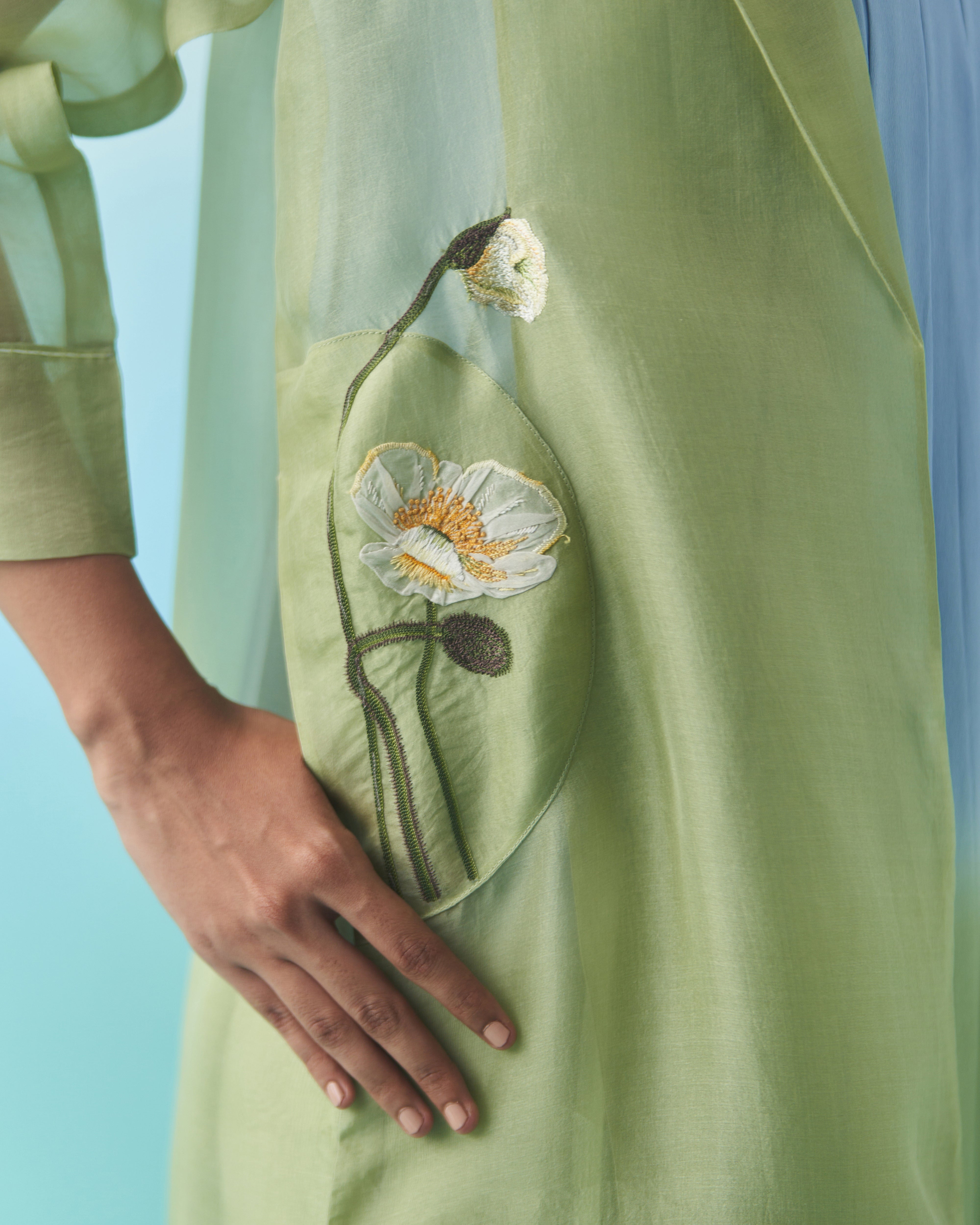 Blossom & Bud Panelled Overlay- Green