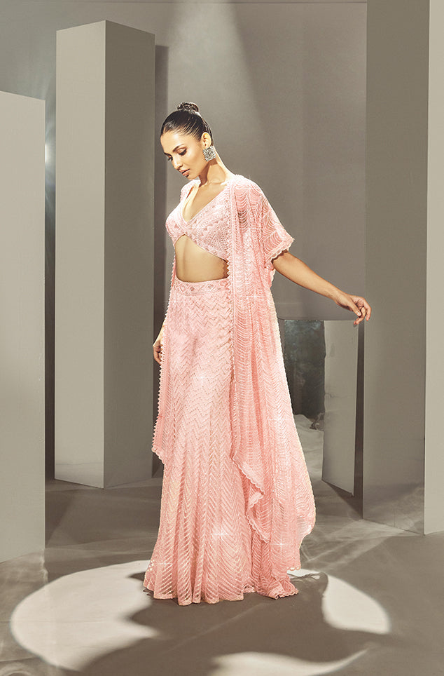 Zulaykha Rose Pink Sharara Set