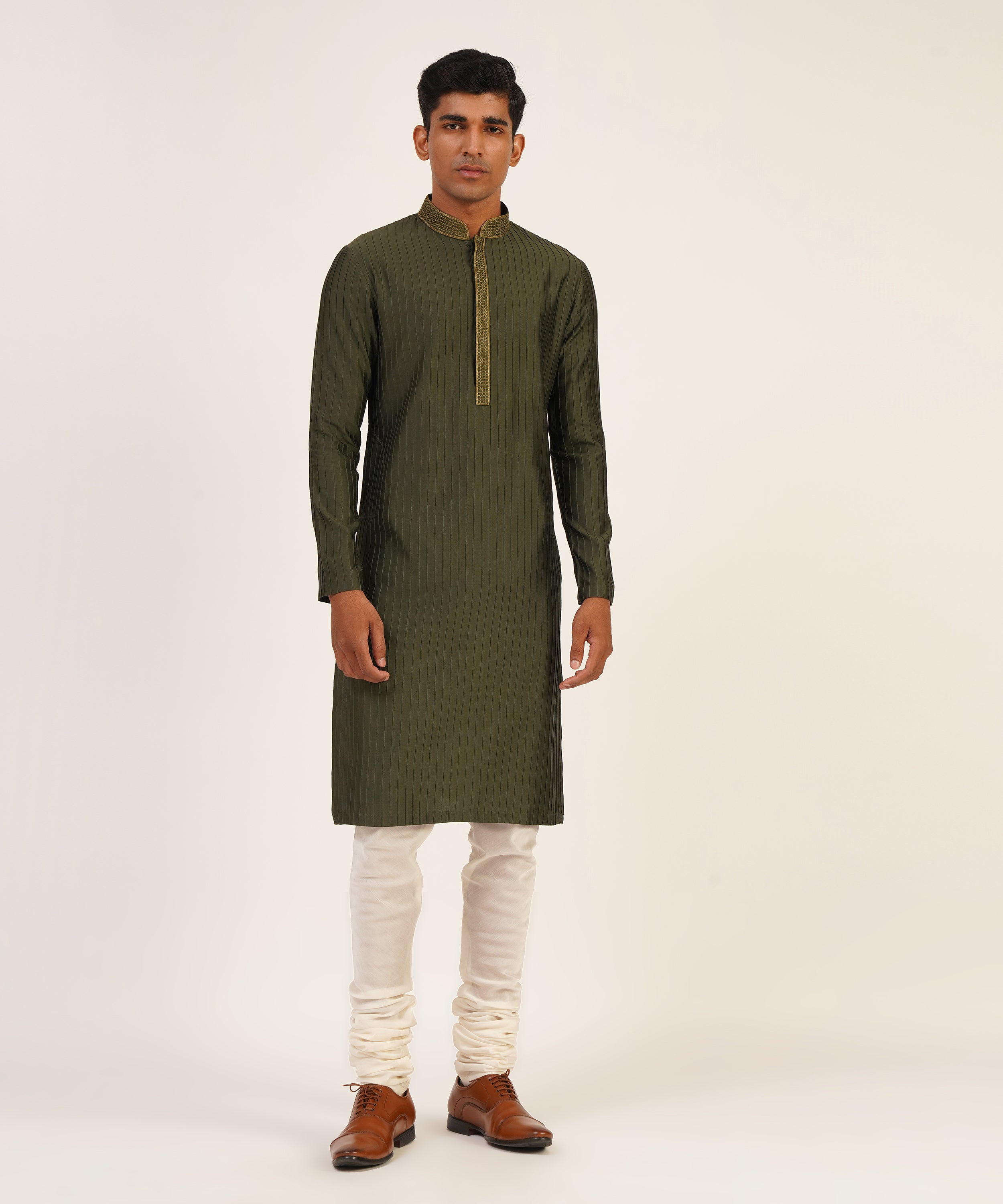 Thread And Metal Embroidered Kurta Set