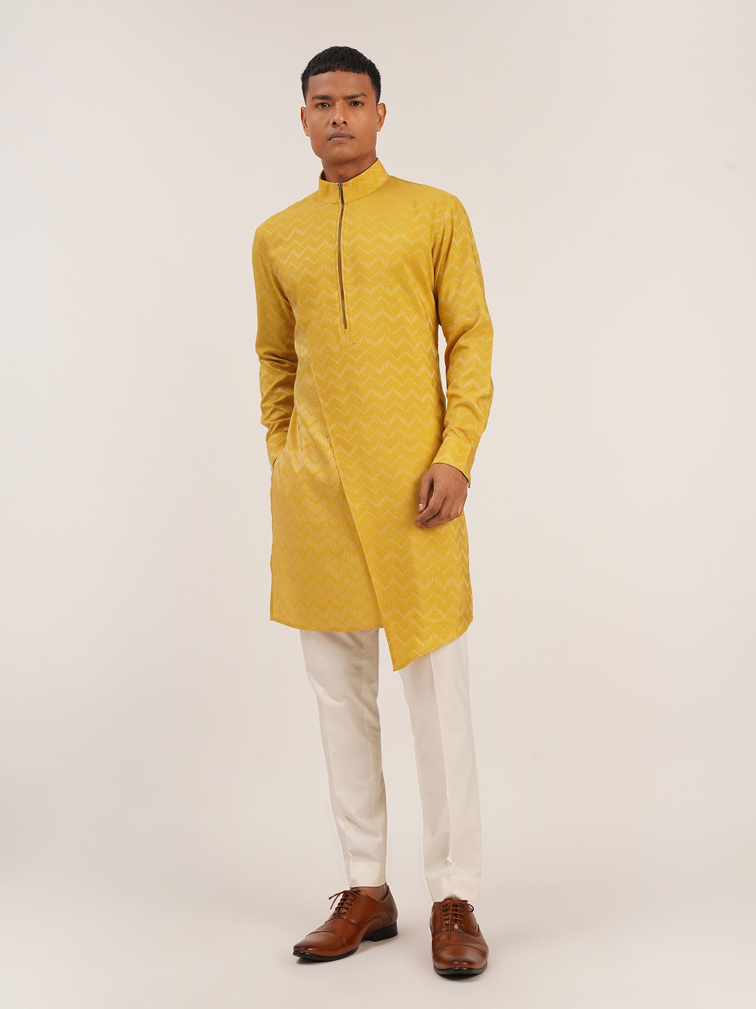 Zig-Zag Asymmetric Kurta Set