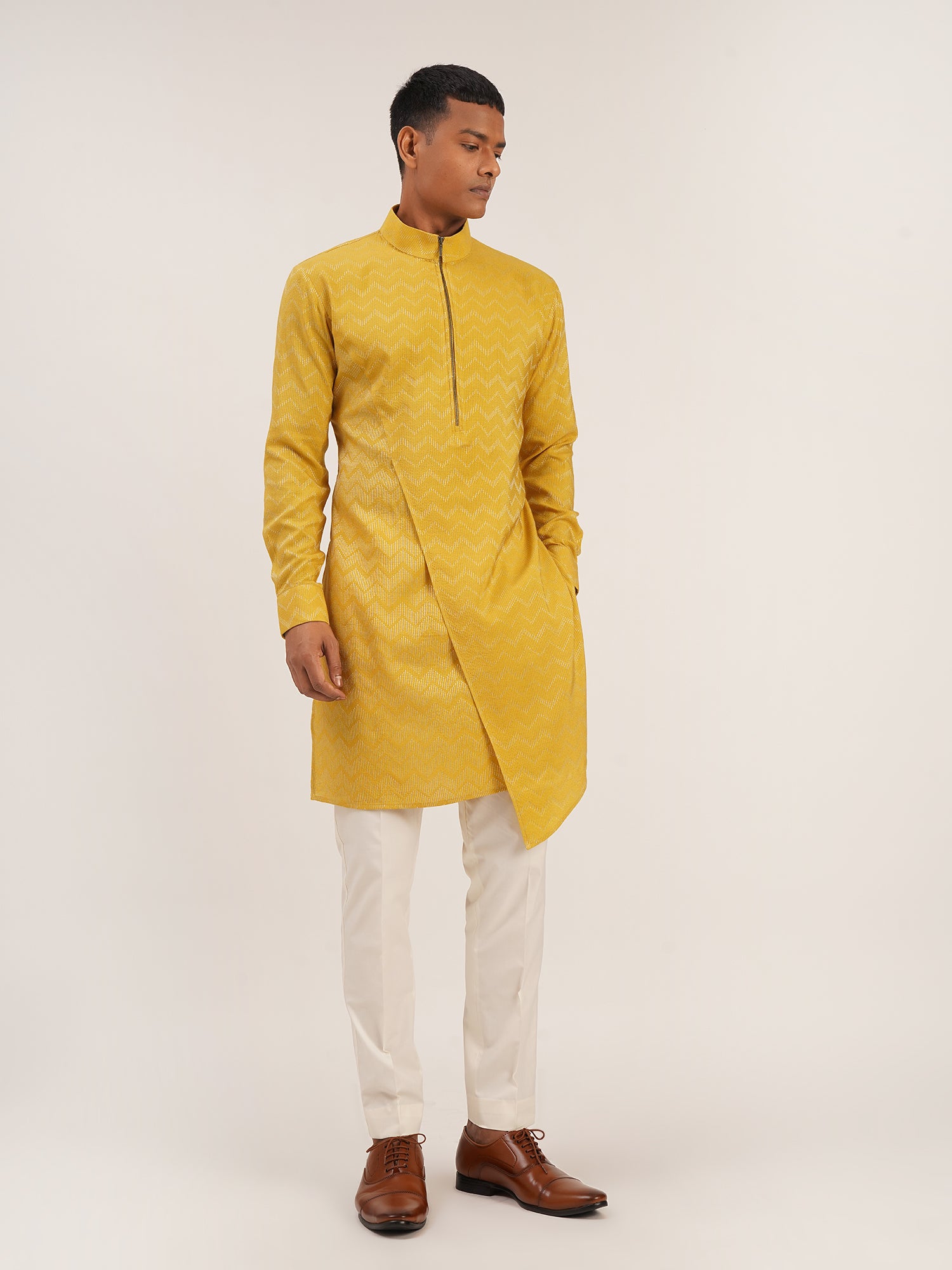 Zig-Zag Asymmetric Kurta Set