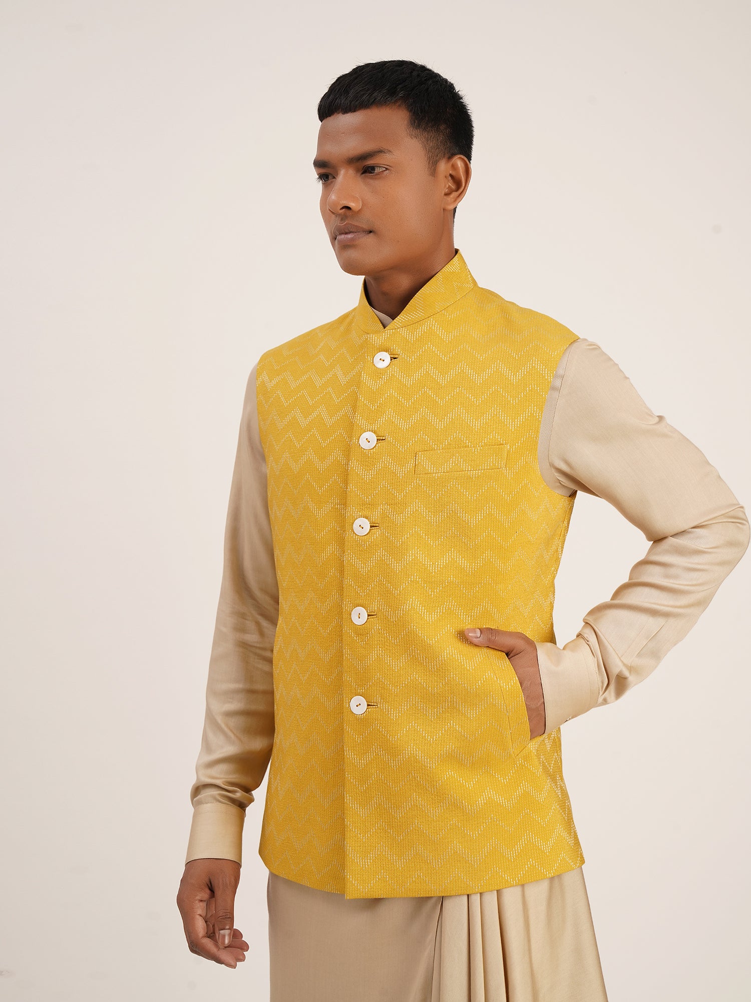 Cotton Silk Zigzag Jawahar Jacket