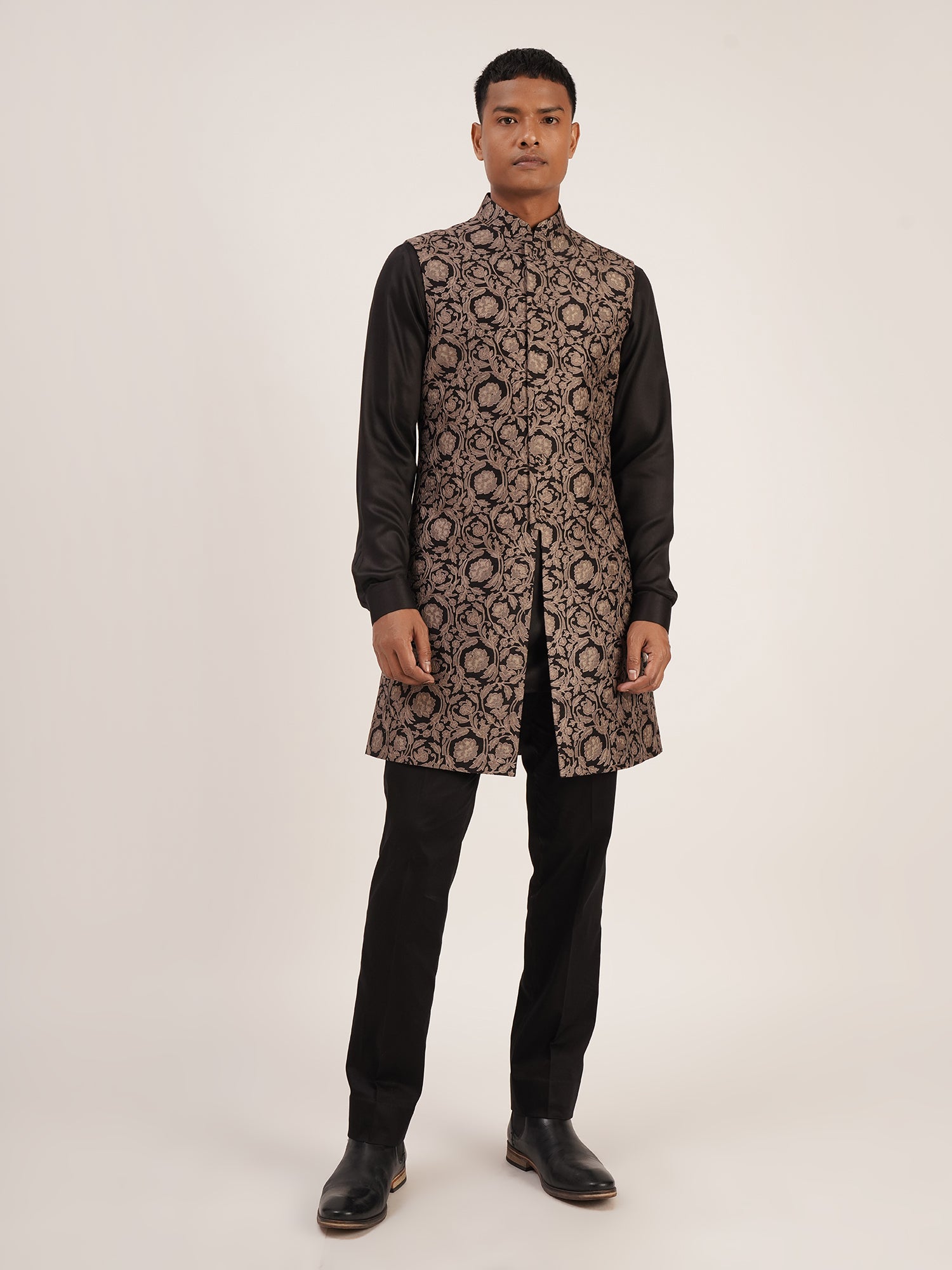 Thread Embroidered Long Jawahar Jacket