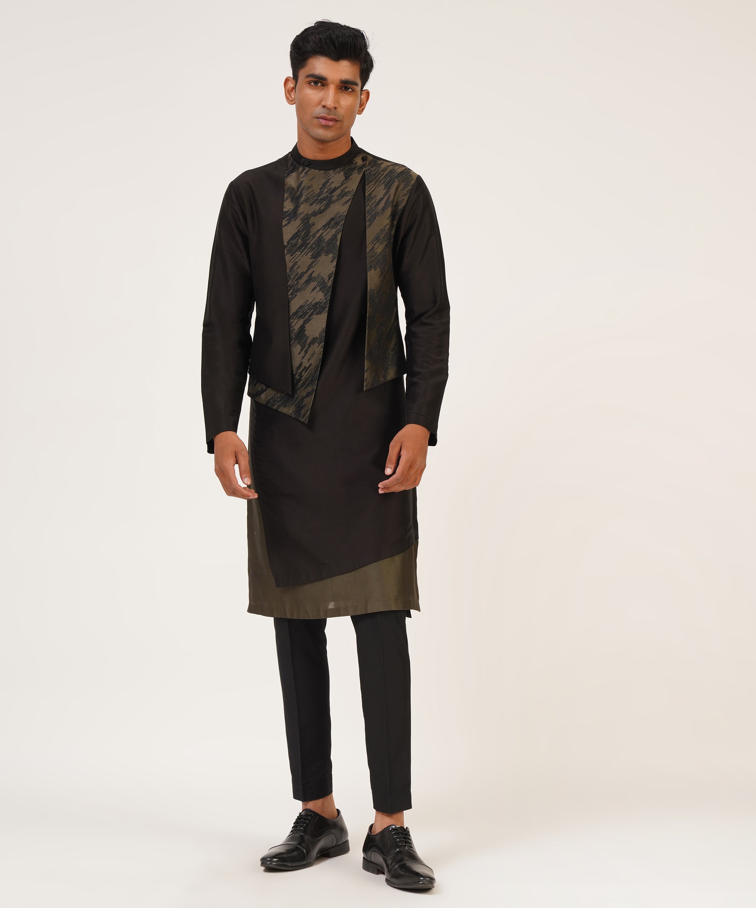 Embroidered Hybrid Kurta Set