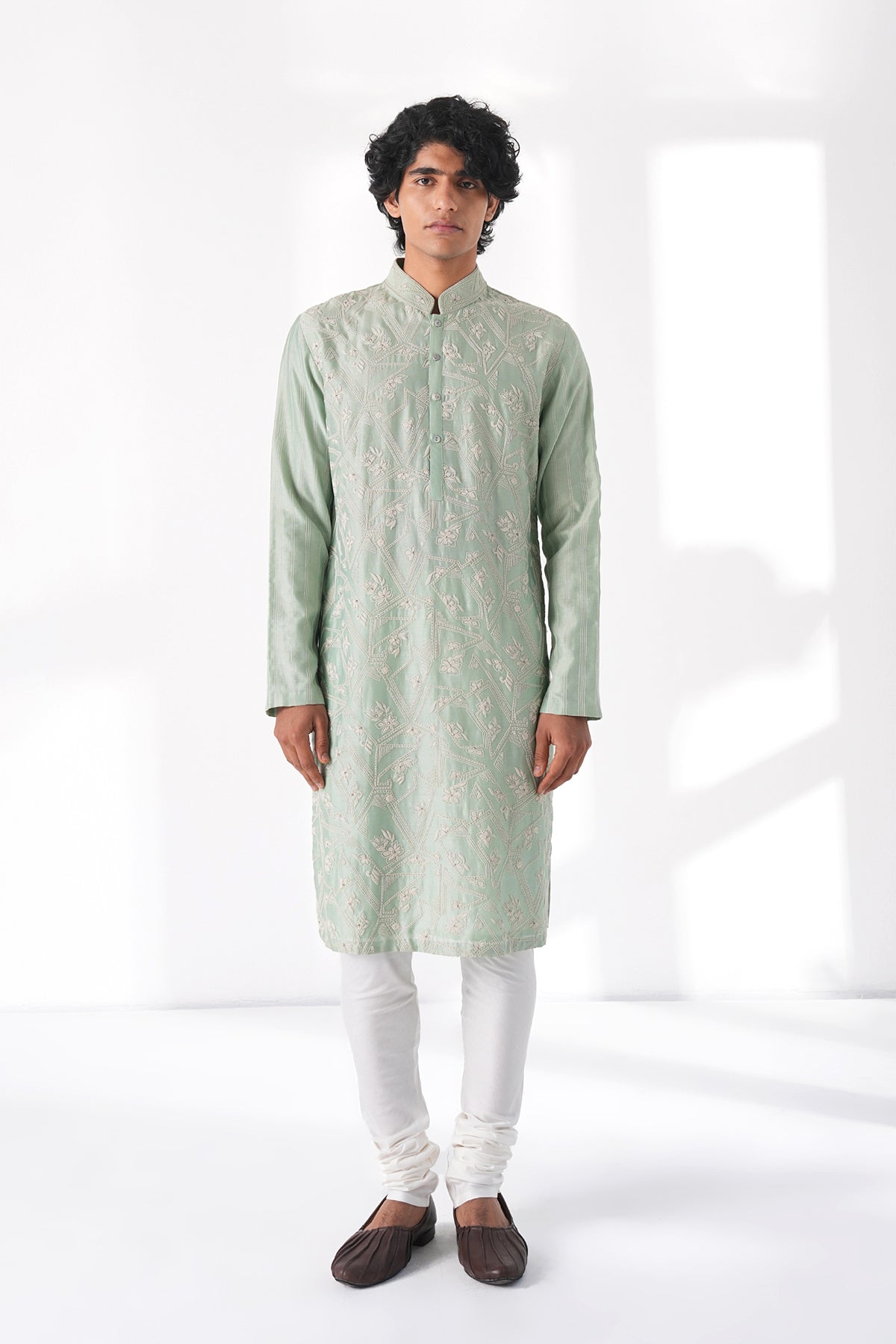 Abstract Embroidered Kurta Set