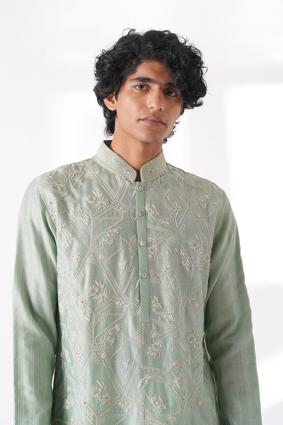 Abstract Embroidered Kurta Set