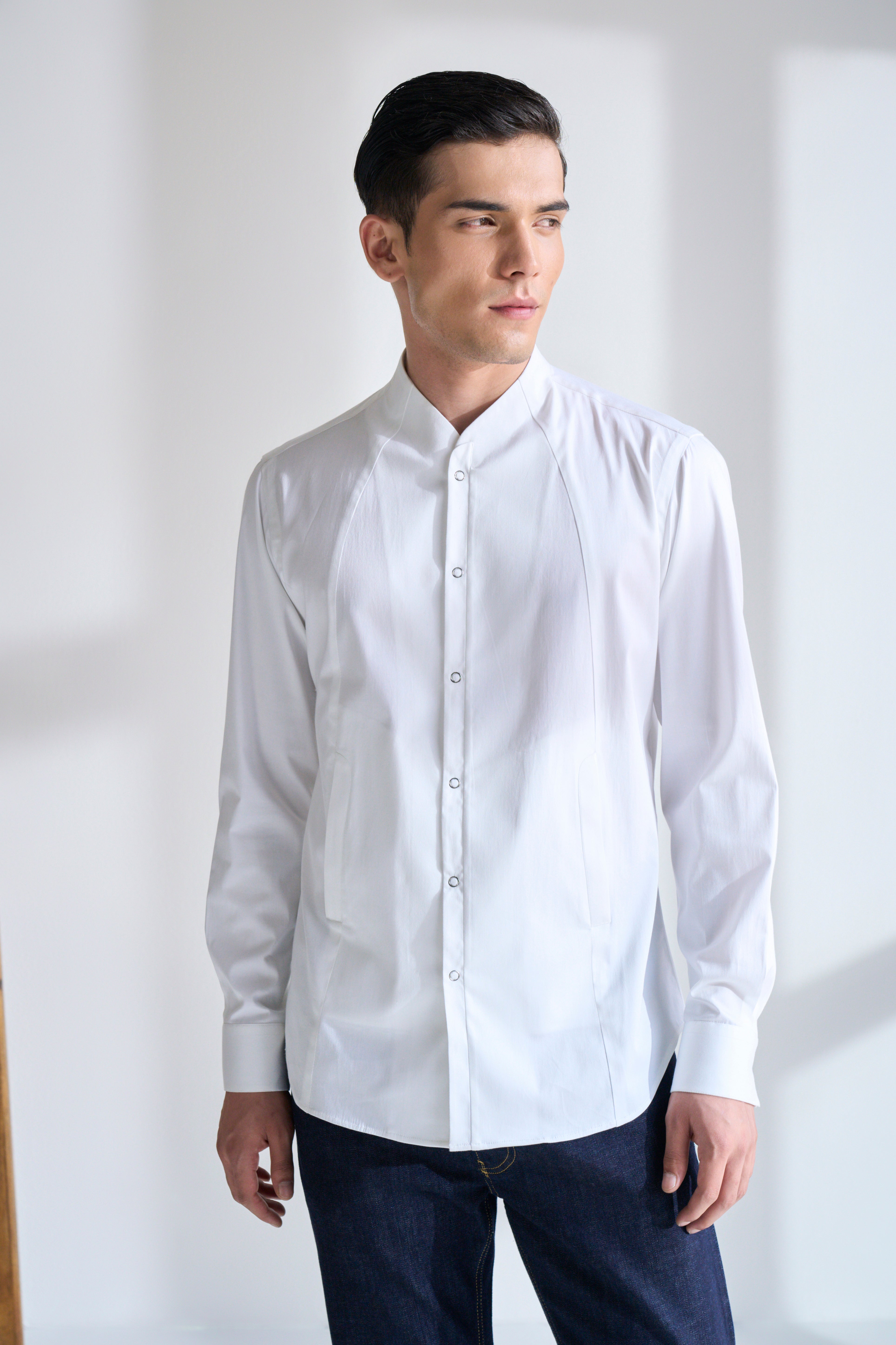 High Neck Snap Button Shirt