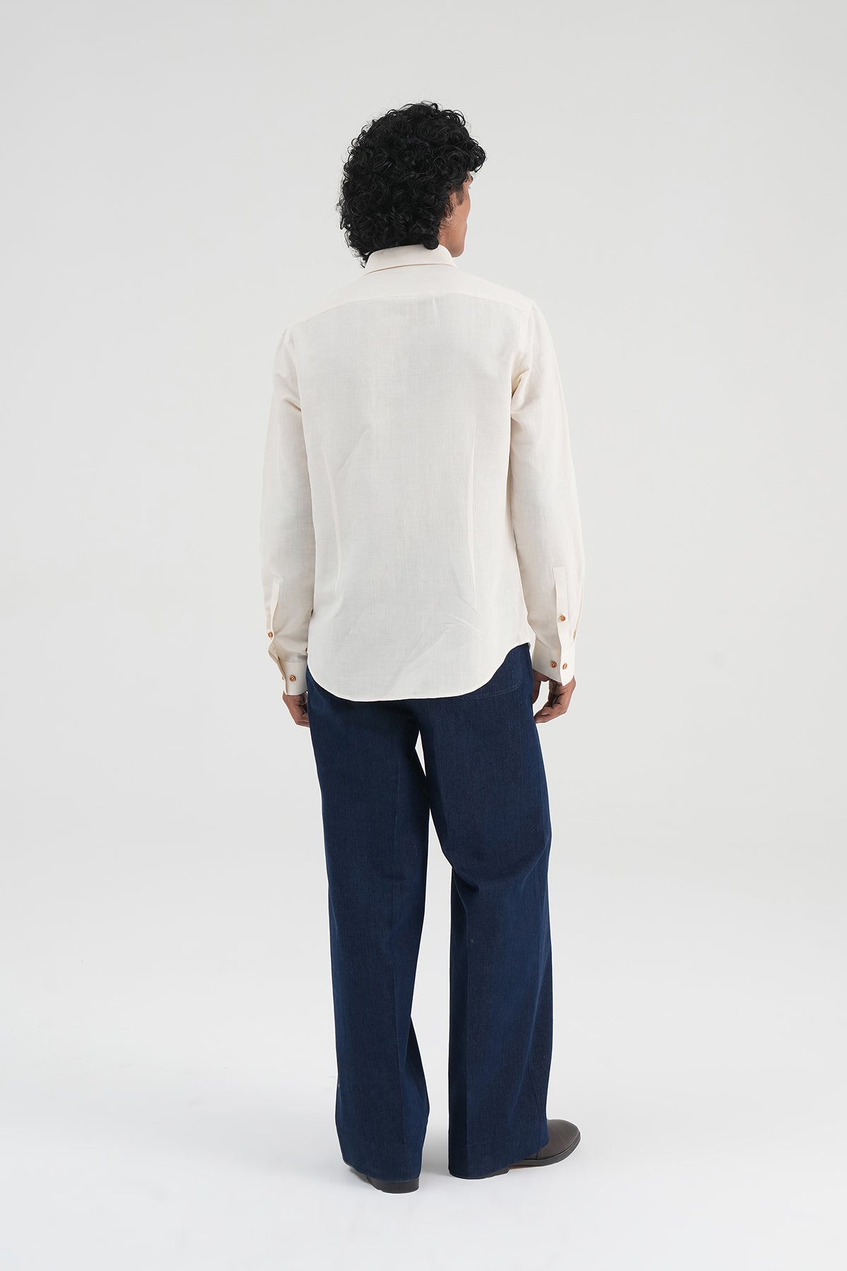 Grid Print Cotton Linen Shirt