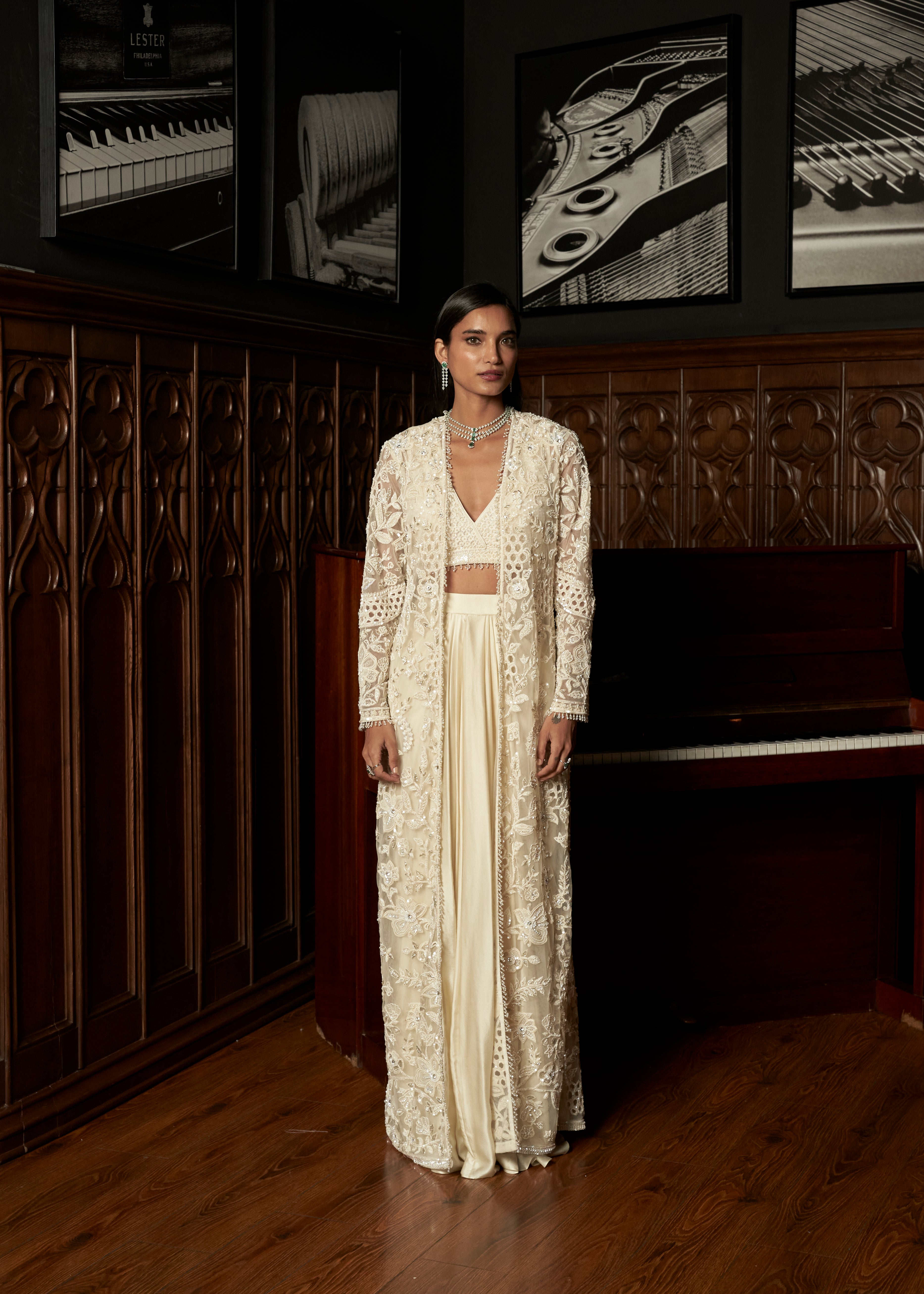 Ivory Jacket- Skirt Set