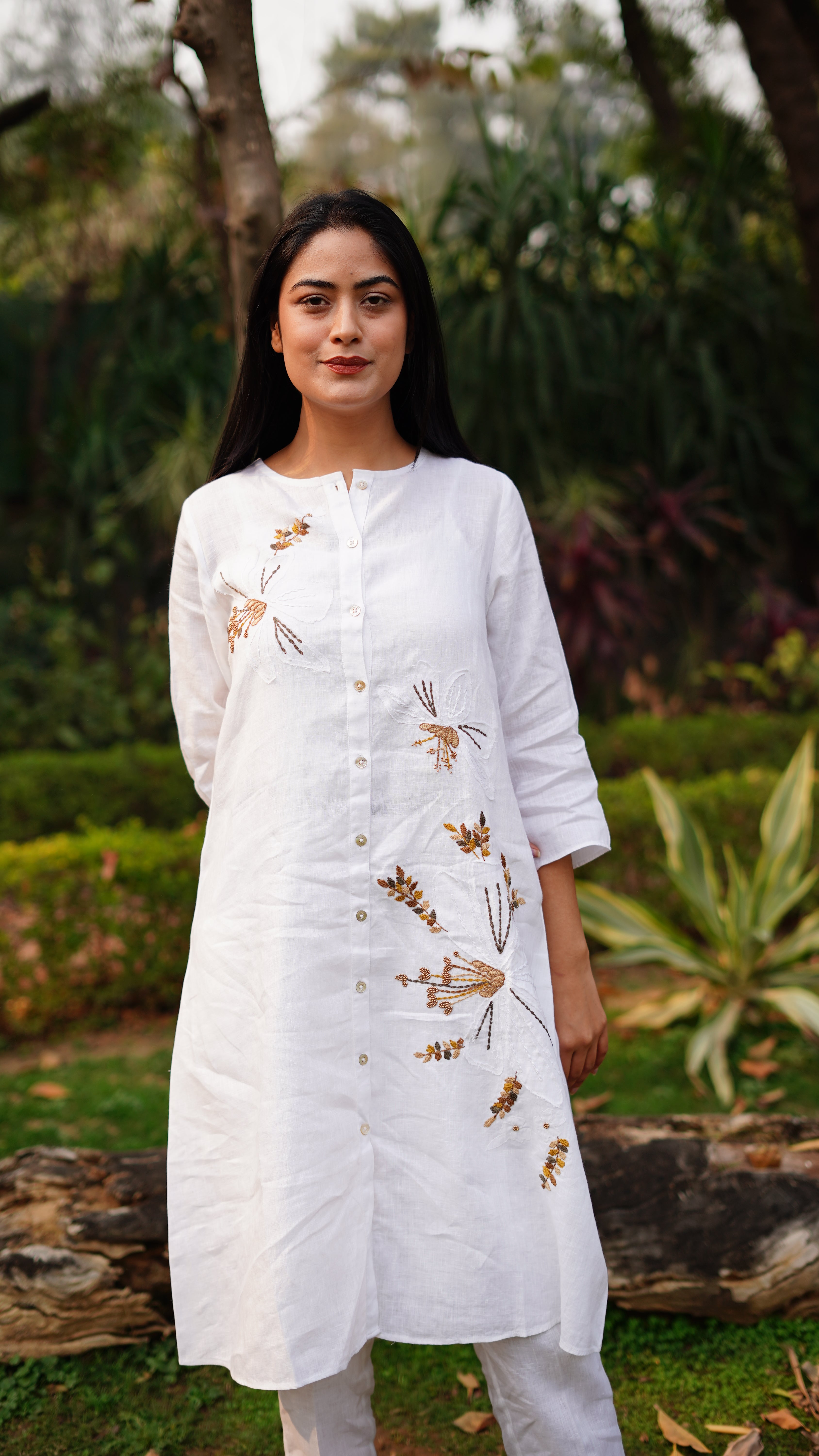 White Floral Tunic