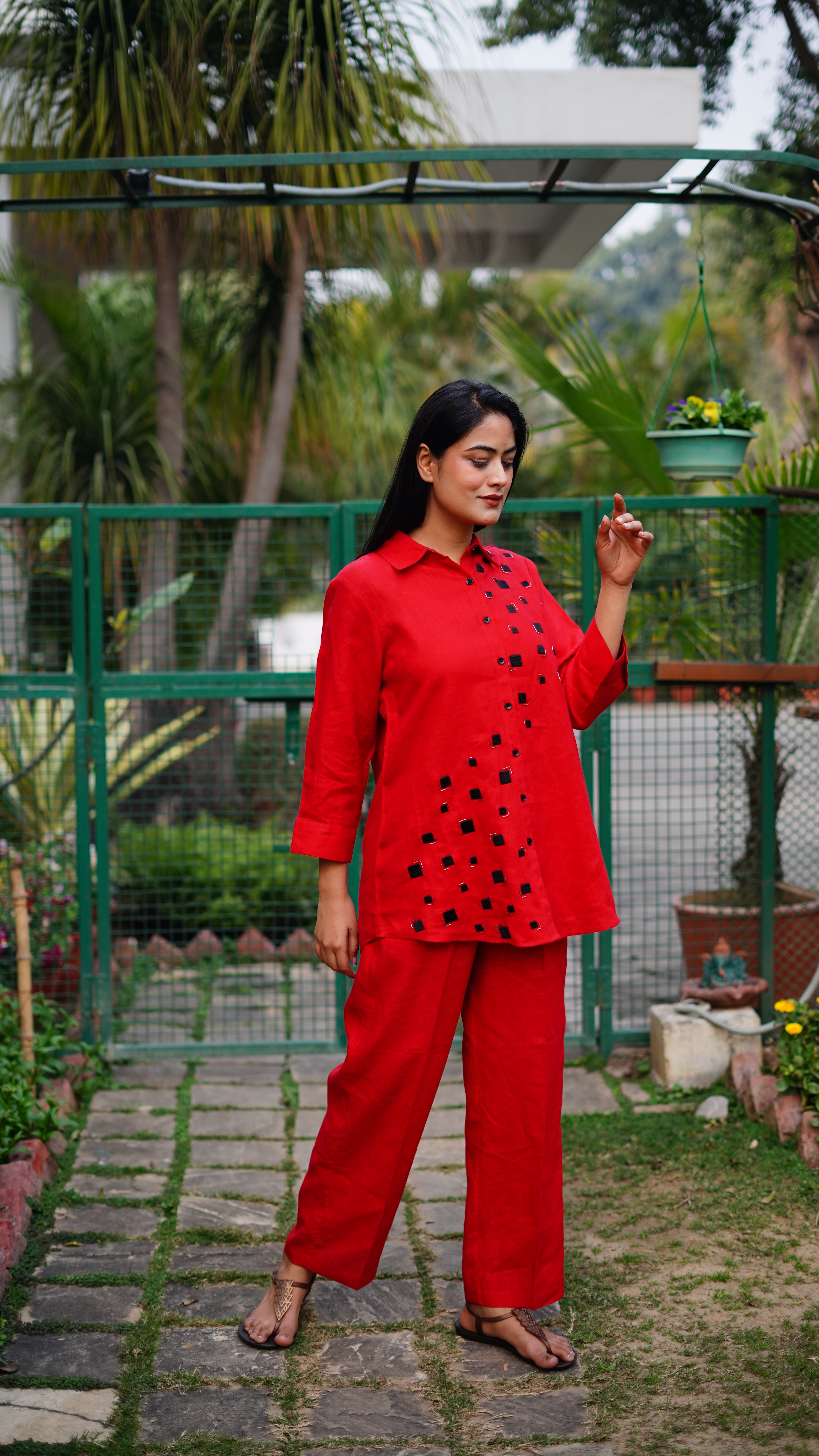 Red Box Embroidered Shirt